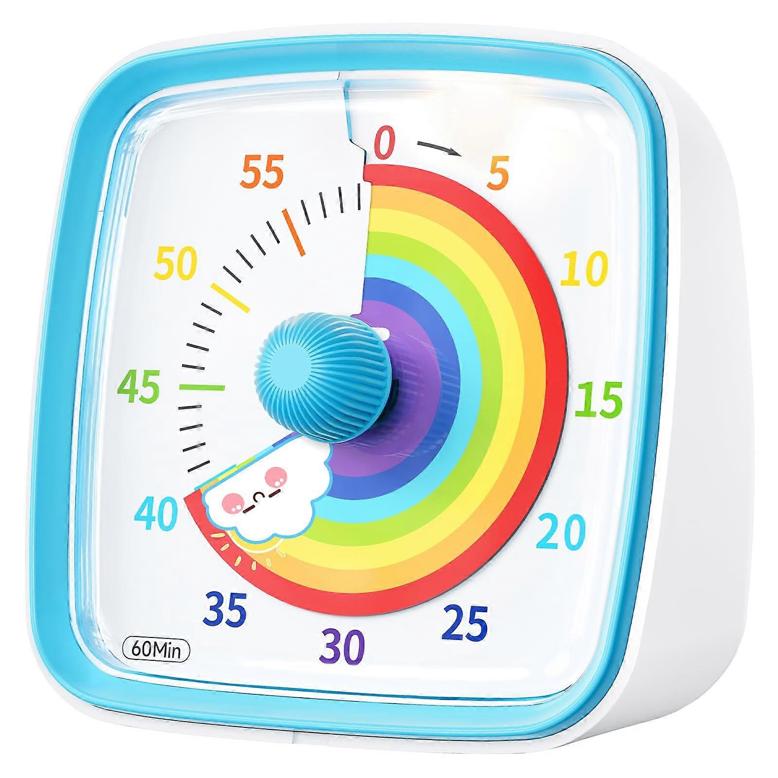 Visual Timer for Kids and Adults, 60 Min Silent Countdown with Flash Alert, Classroom Home Blue