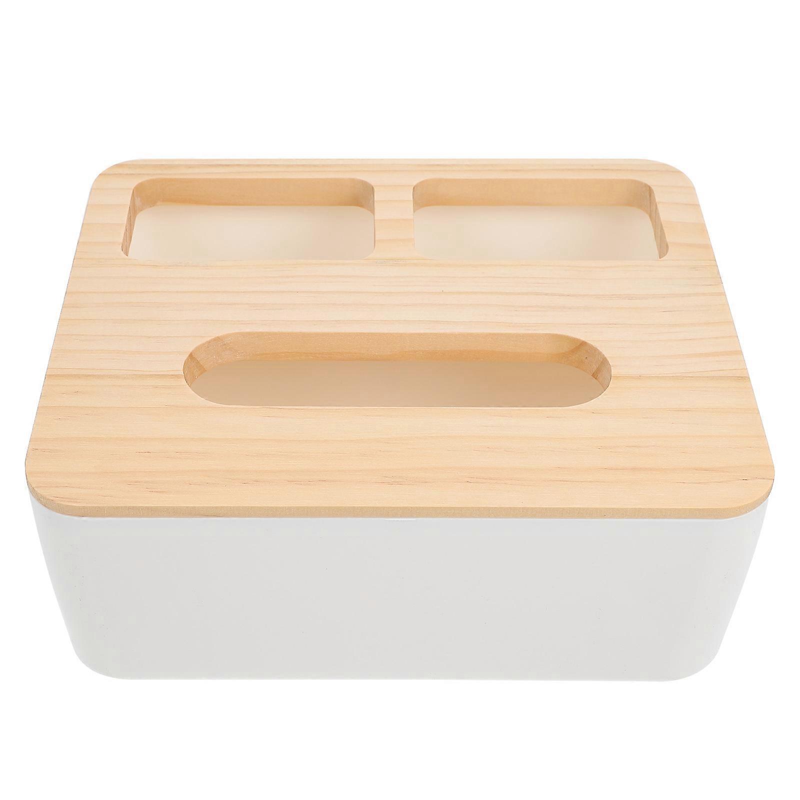 Tissue Storage Box with Wooden Lid Made of PP Material for Various Items Storage Assorted Color