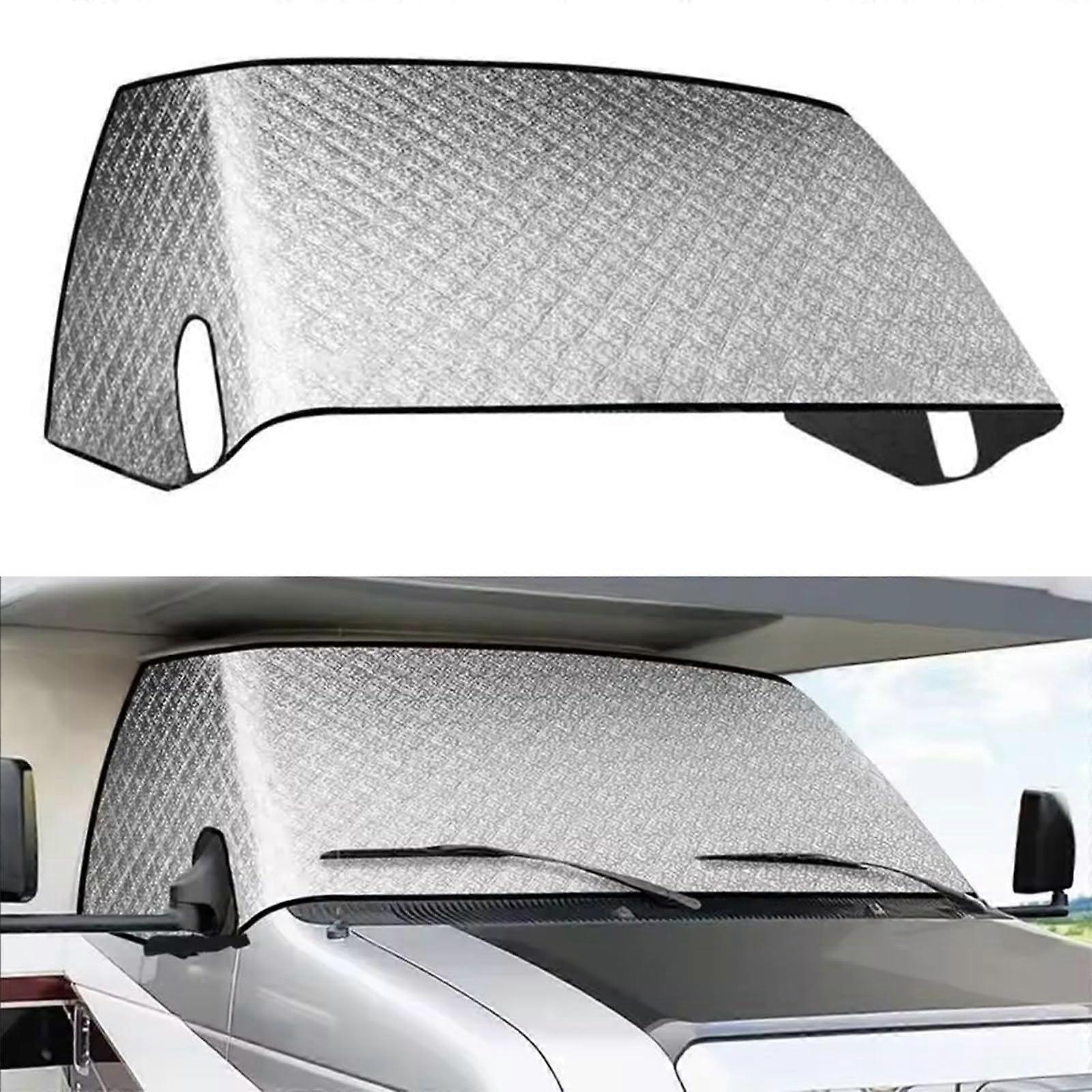RV Windshield Cover for Ford E450 Class C 19972025, 4Layer Insulation Sunshade and Snow Protection
