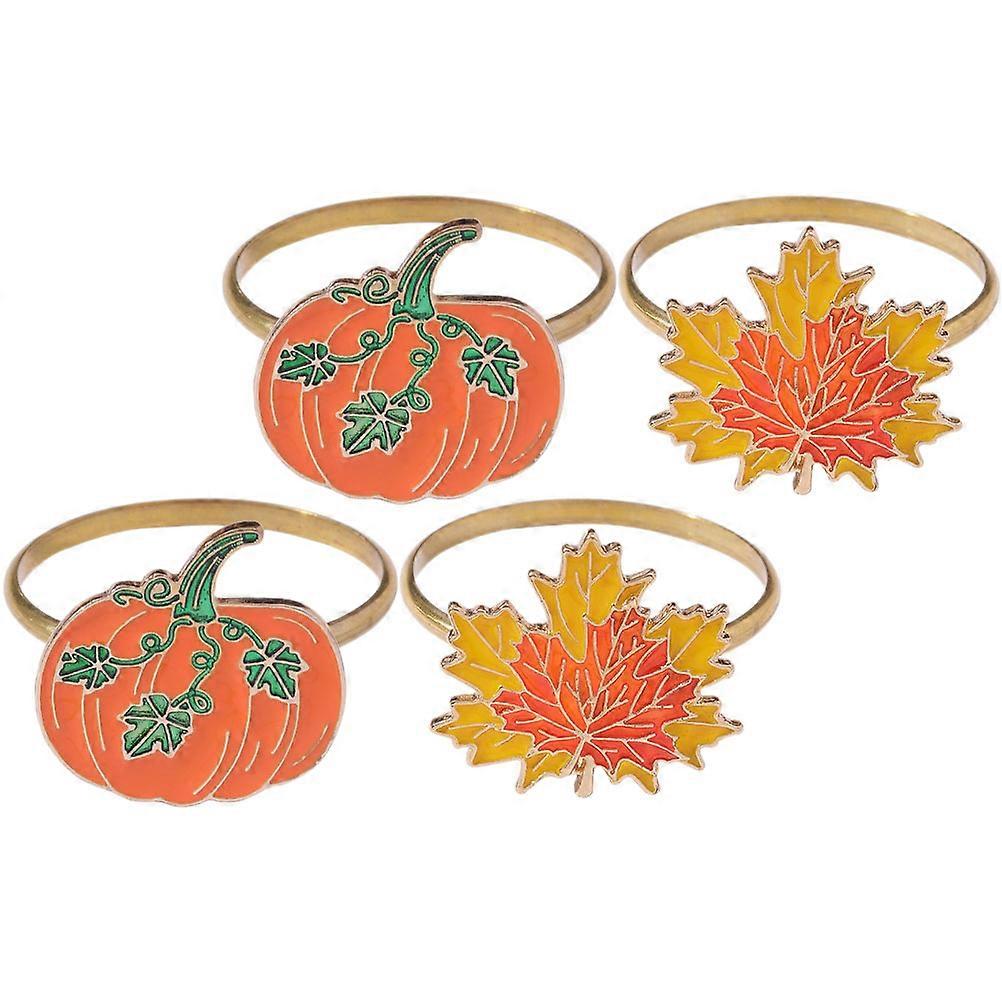 Napkin Ring Turkey Maple Shaped for Decoration 12Pcs Red Alloy