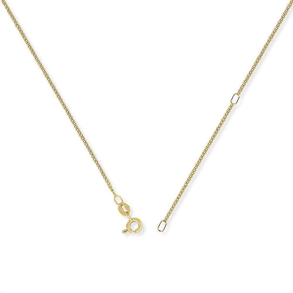Jewelco London 9ct Yellow Gold Tight Link Diamond-Cut Classic Curb Pendant Chain Necklace 16-18 inch / 40-45cm