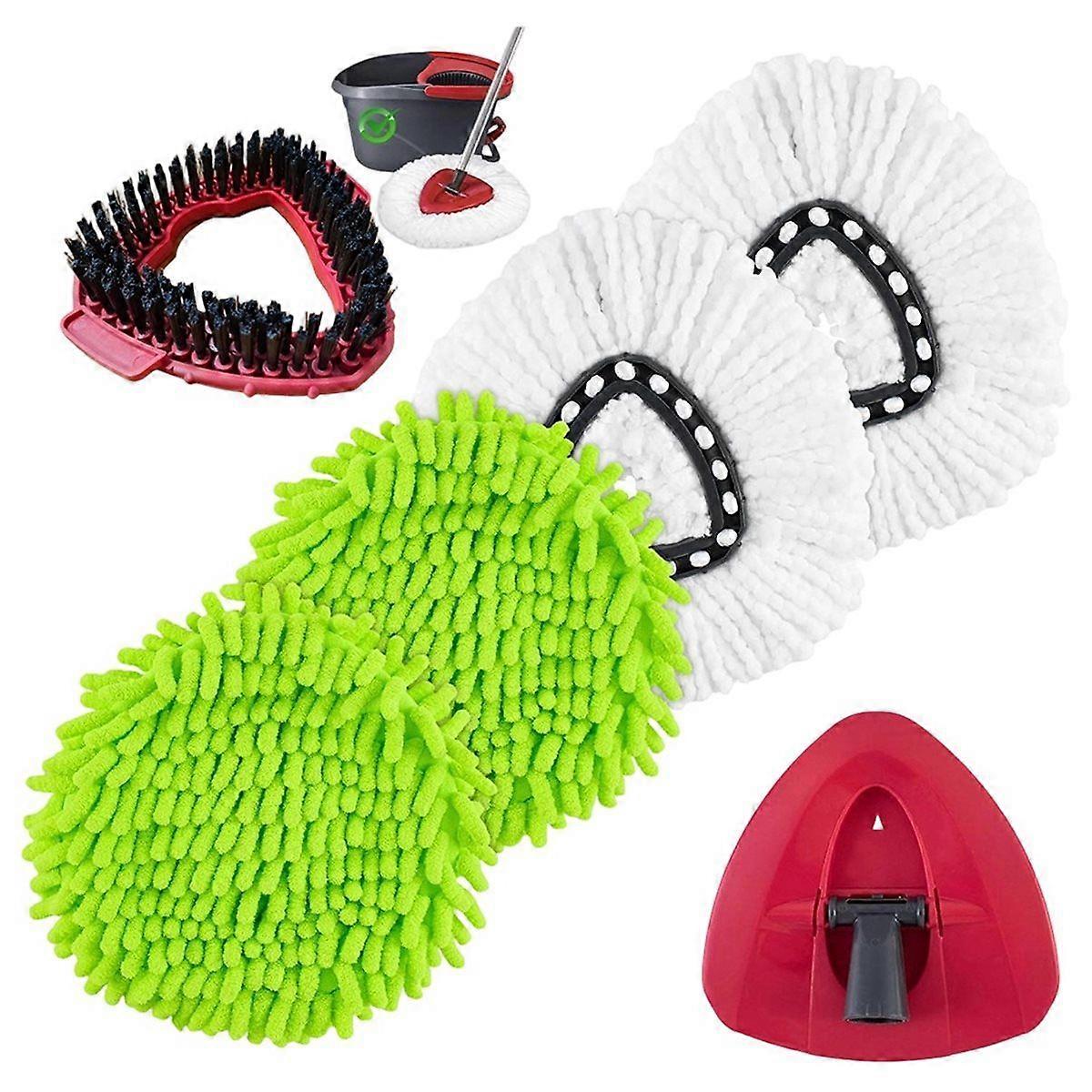 Mop Heads Replacements for Easywring 1 Tank, Replacement Head with 4 Refills, Scrubber & Base