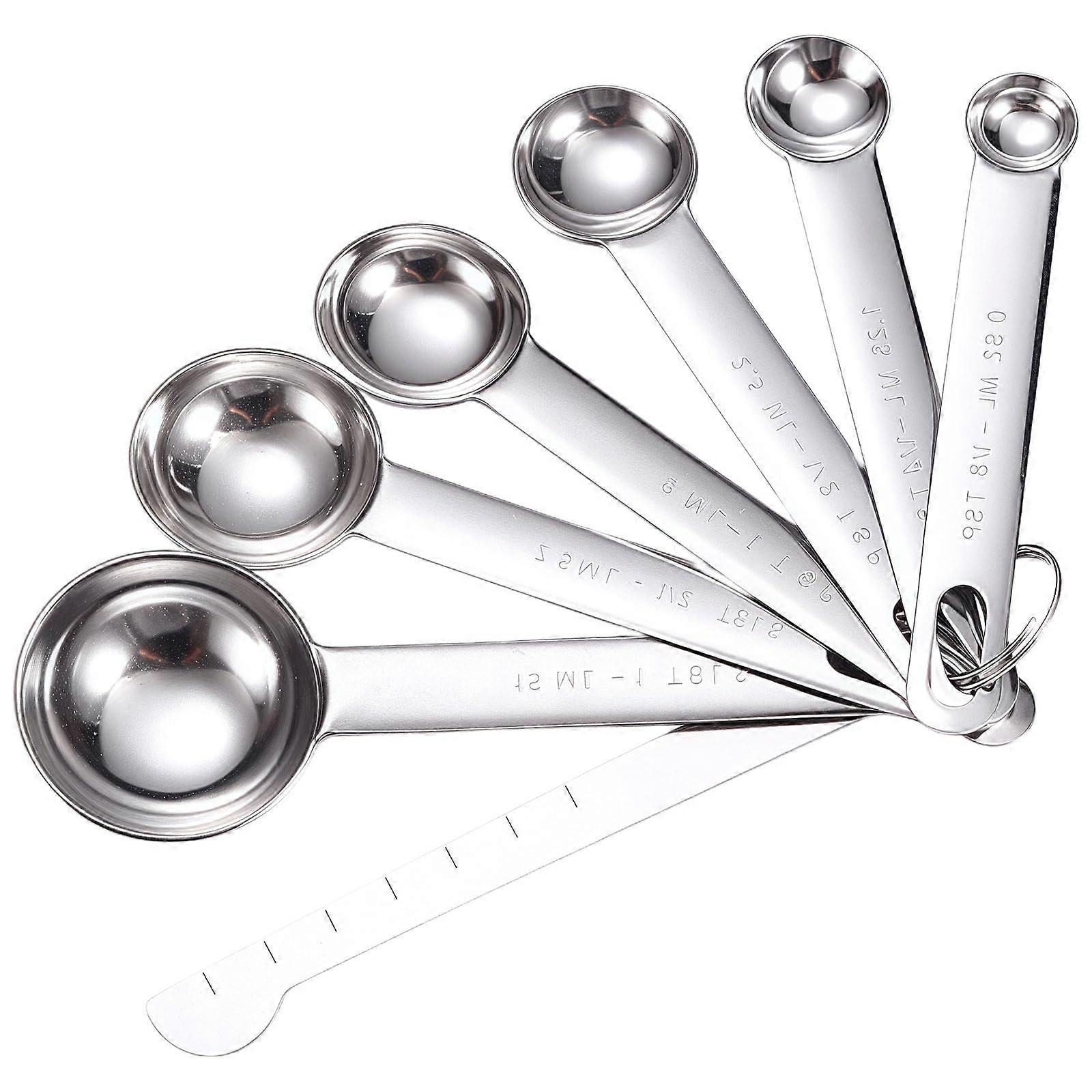 Stainless Steel Measuring Spoons Set for Baking and Cooking, 7 Piece Rustproof with Precise Markings