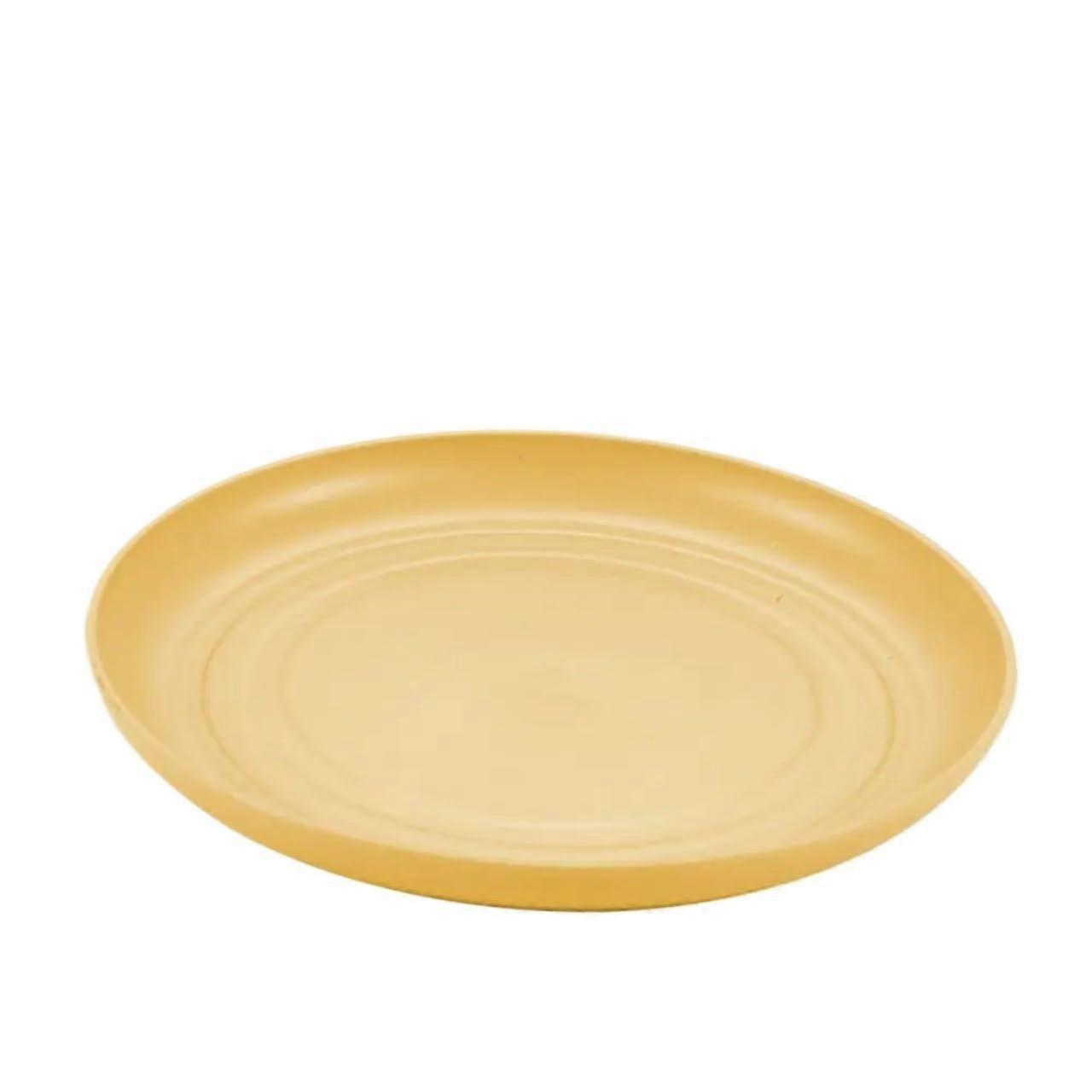 Dessert Plates Set 3pcs Reusable 15cm Round Serving Plates for Cake Fruit Bread Yellow
