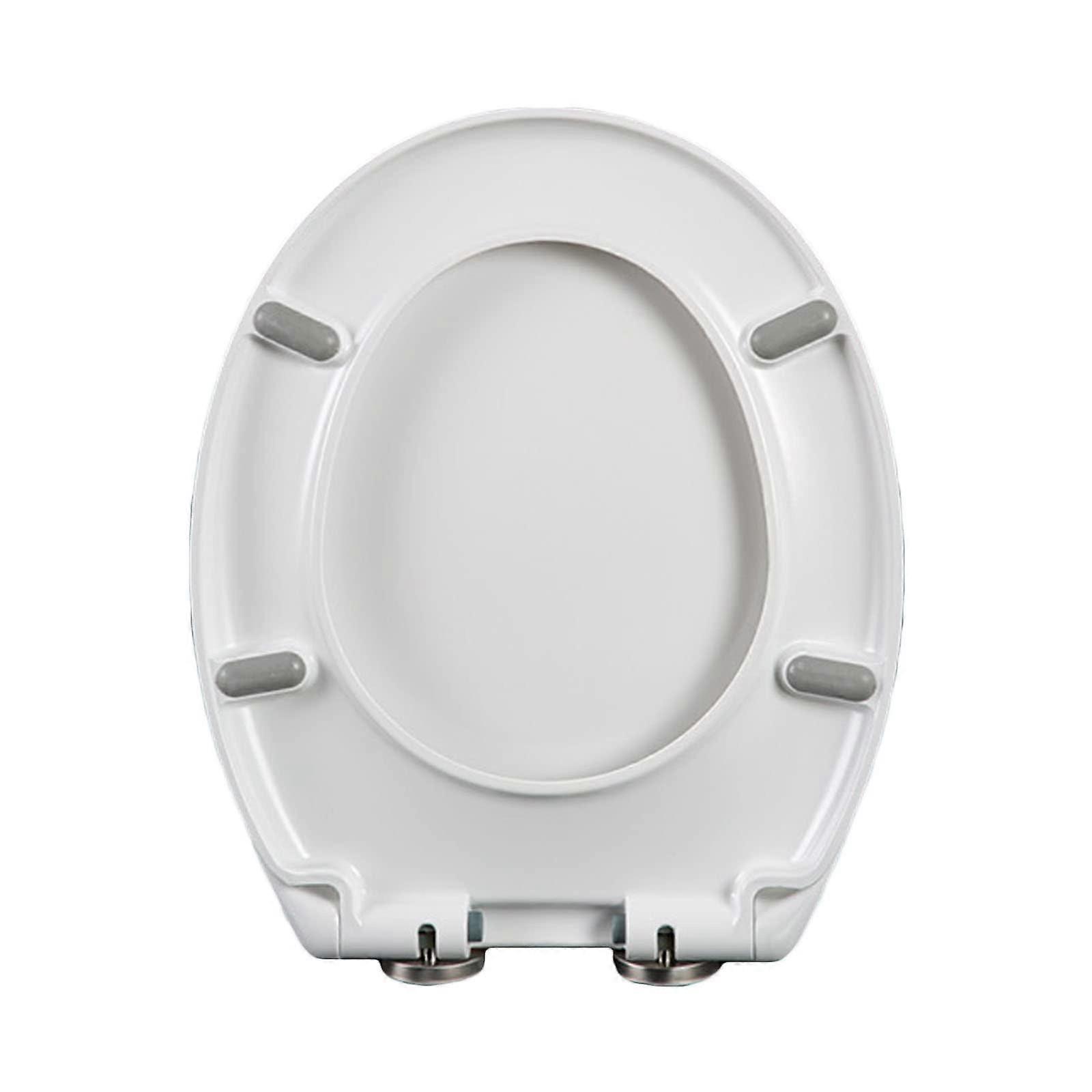 Soft Close O Shape Toilet Seat with Quick Release Hinges, Adjustable White Plastic 37 x 44 cm