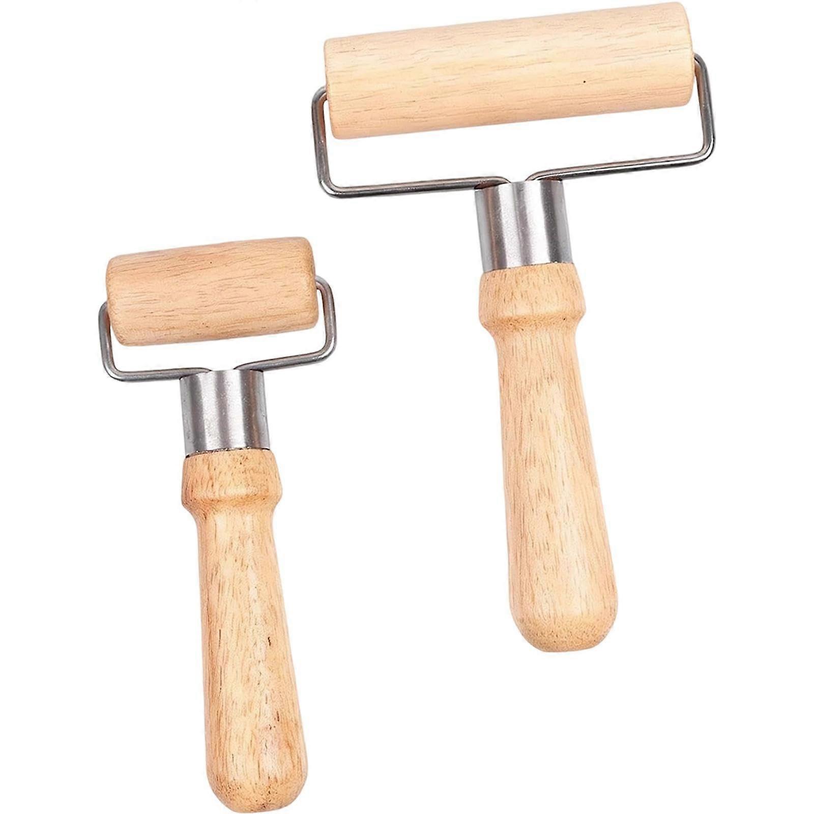 Wooden Rolling Pin Set for Baking with Ergonomic Grip, Small and Large Pastry Roller