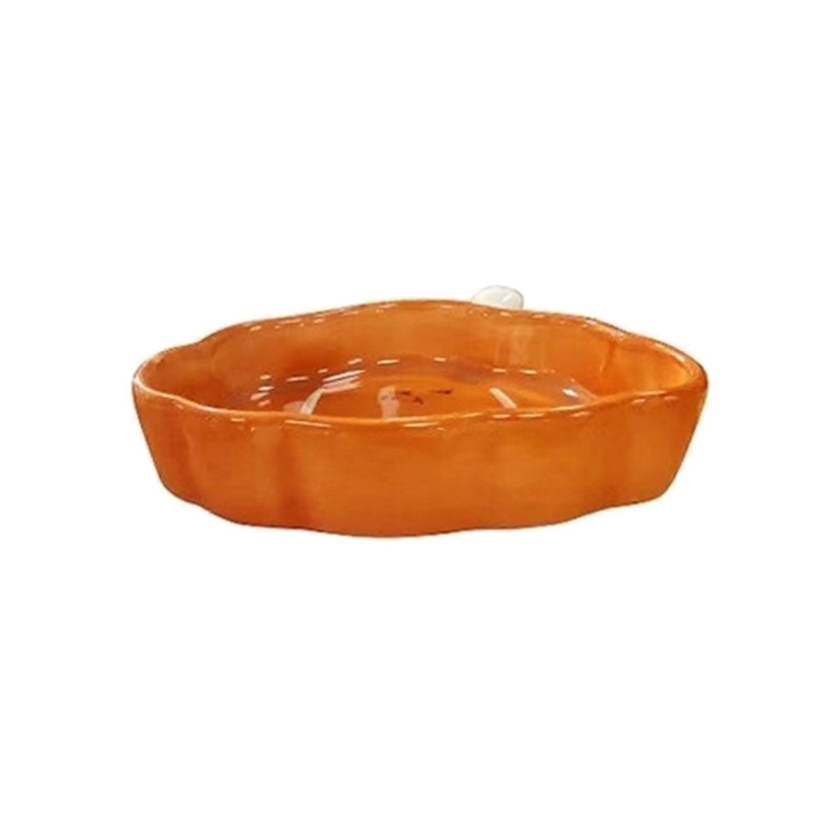 Hand Painted Ceramic Dessert Plate with Whimsical Bread Shape, Microwave Safe Appetizer Dish