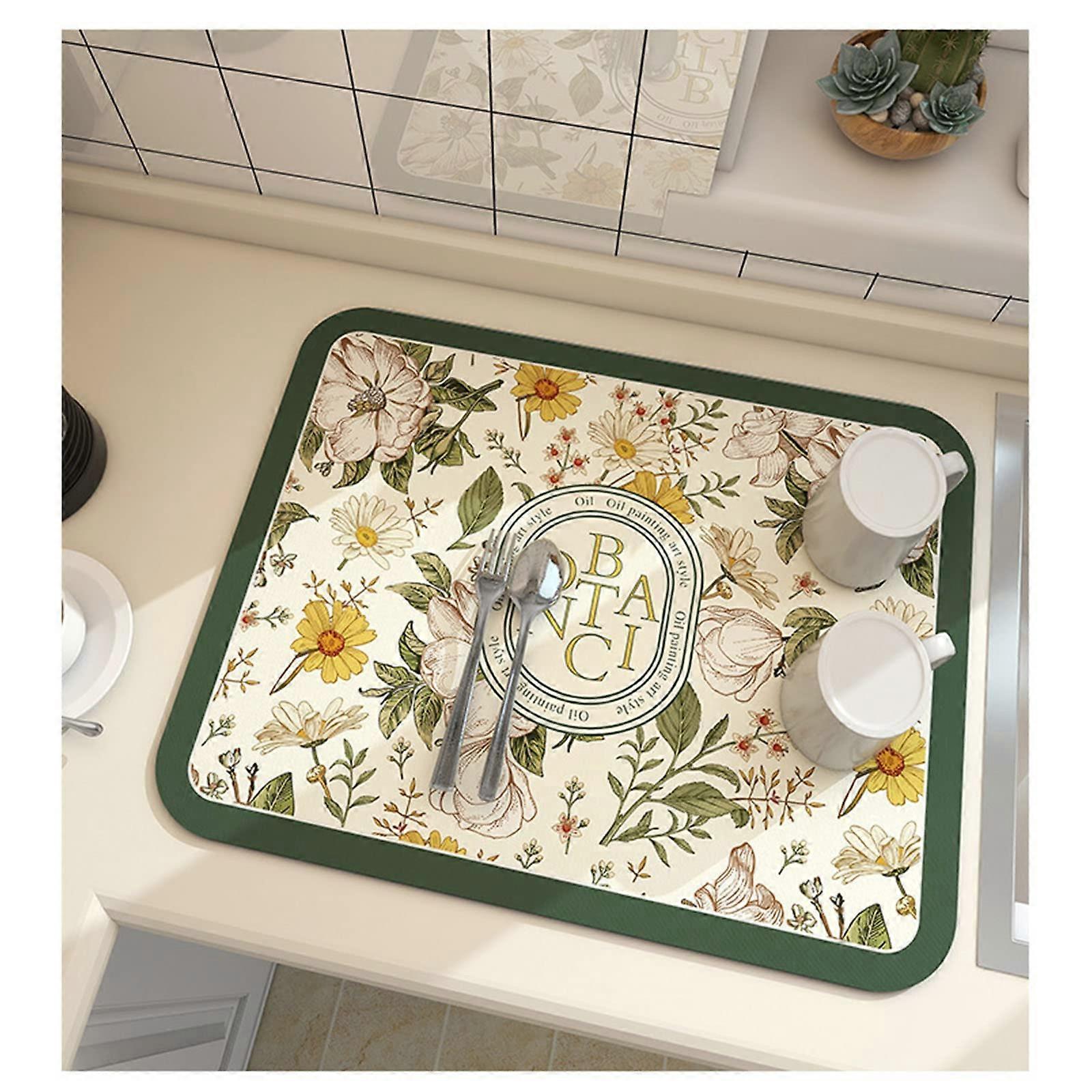 Super Absorbent Kitchen Drying Mat 30x40cm with Non Slip Backing and Fast Water Absorption