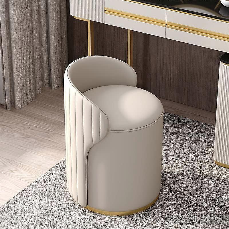 Modern PU Leather Vanity Chair with Backrest, Solid Wood Frame, Ergonomic Cushion, White