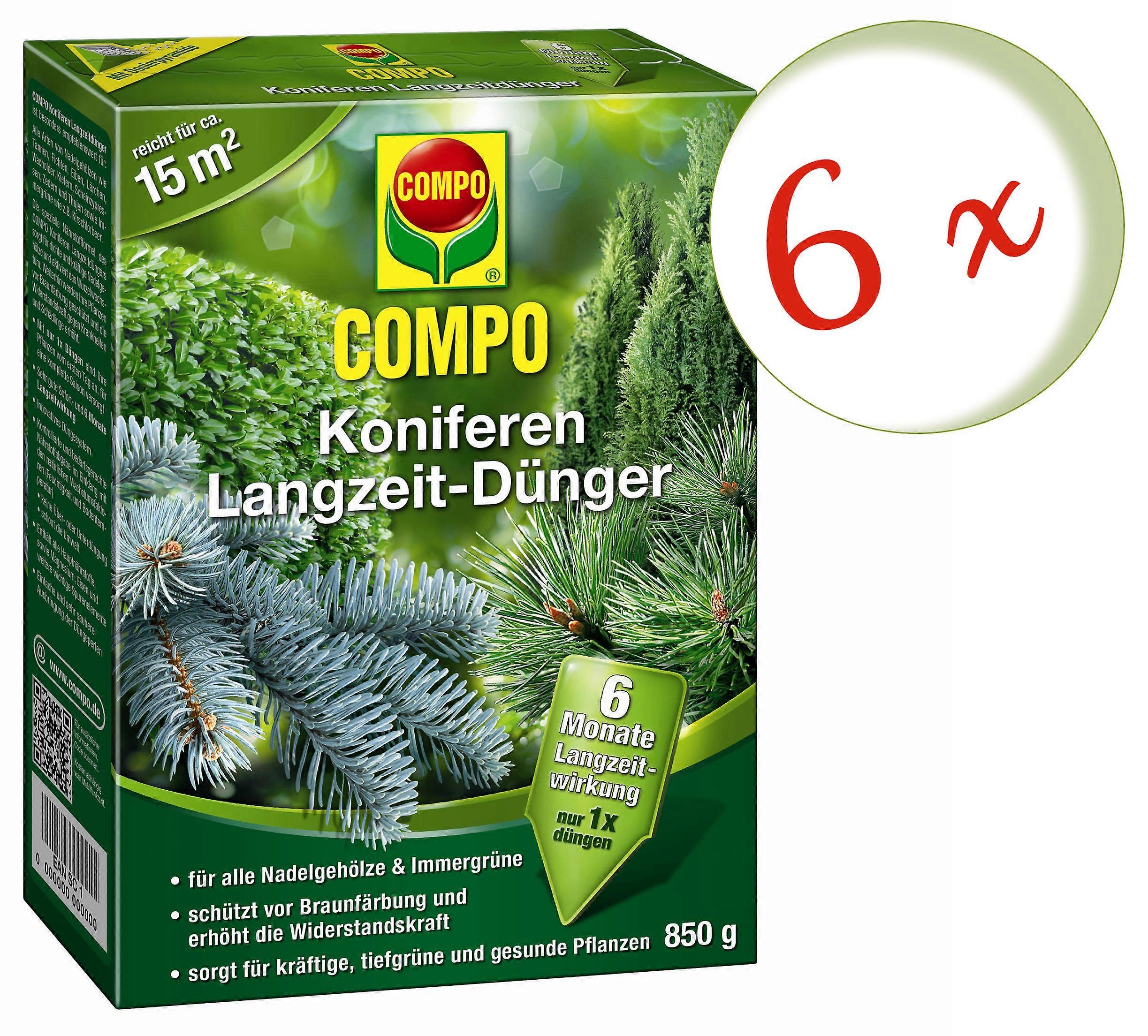 6 x COMPO conifers slow-release fertilizer, 850 g