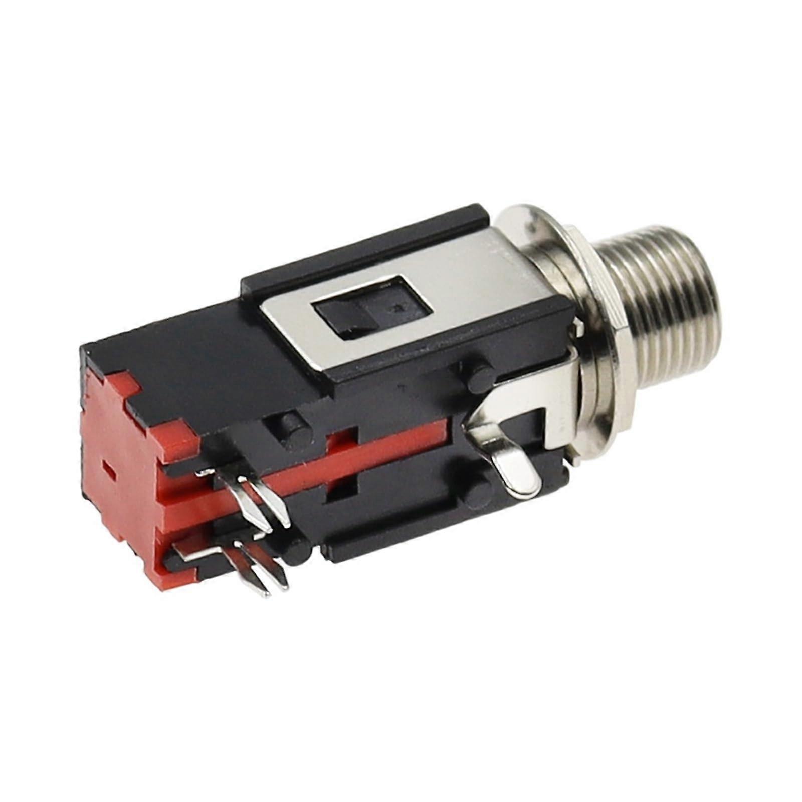 10pcs Right Angle 1/4 Inch Stereo Phone Jack Panel Mount with Secure Thread Lock 6.35mm Audio Connector