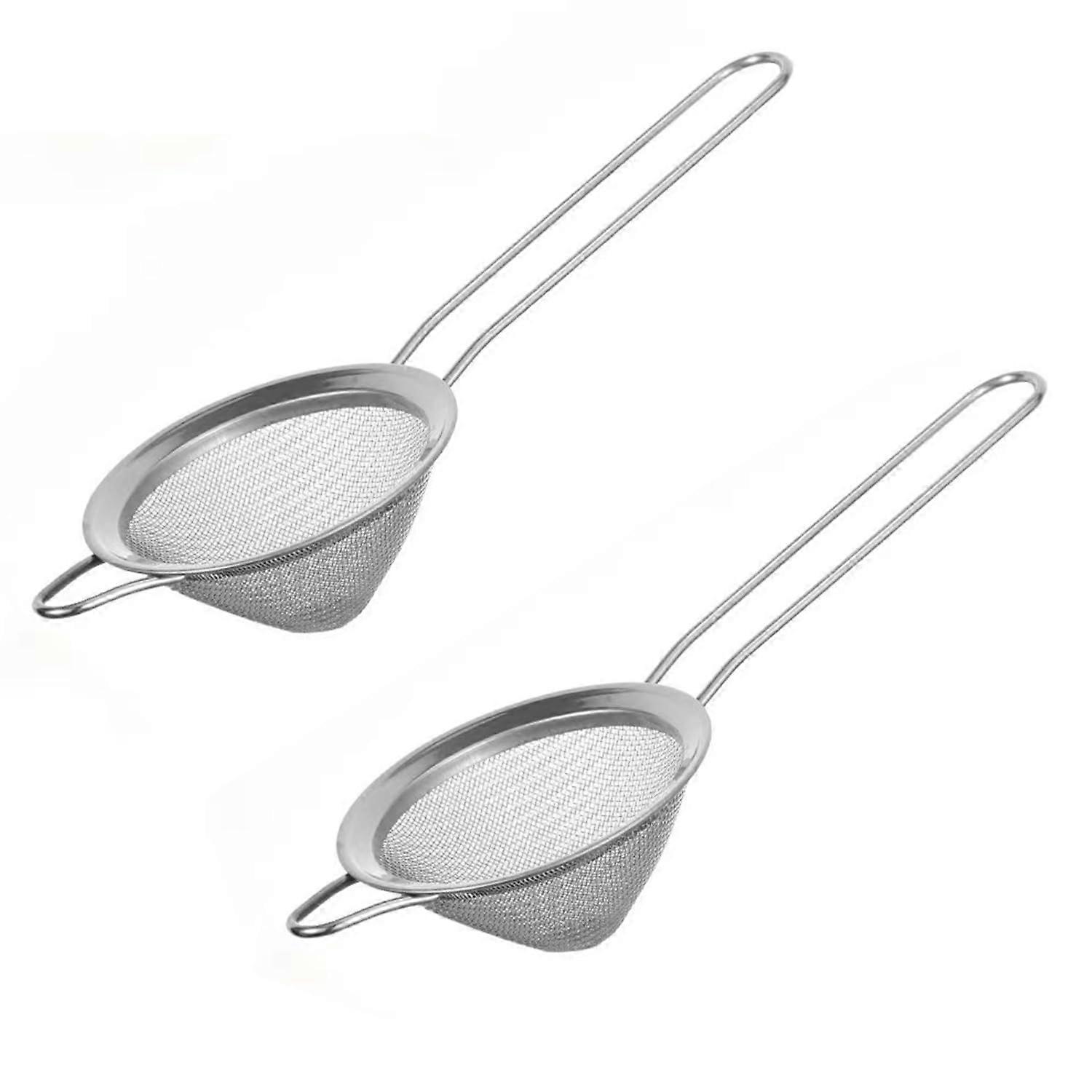 Stainless Steel Tea Strainer 2PCS Fine Mesh Coffee Filter Long Handle Deep Cone for Kitchen Drinks