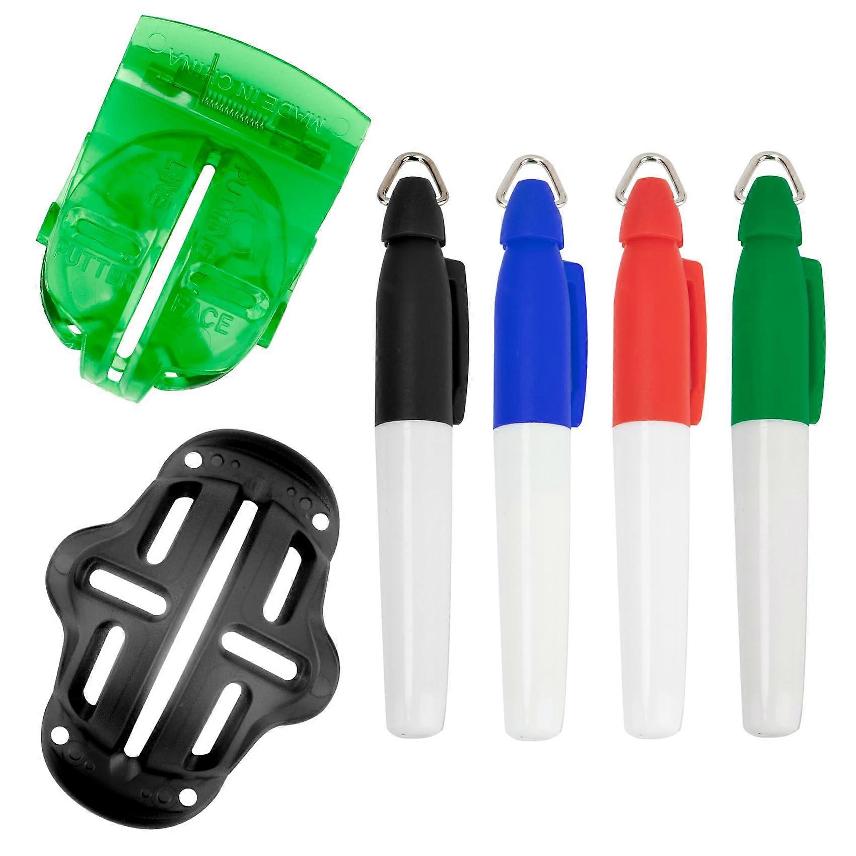 Golf Ball Line Marker with 4 Pens, Accurate Aim Alignment Tool Set with Easy Clip Attachment