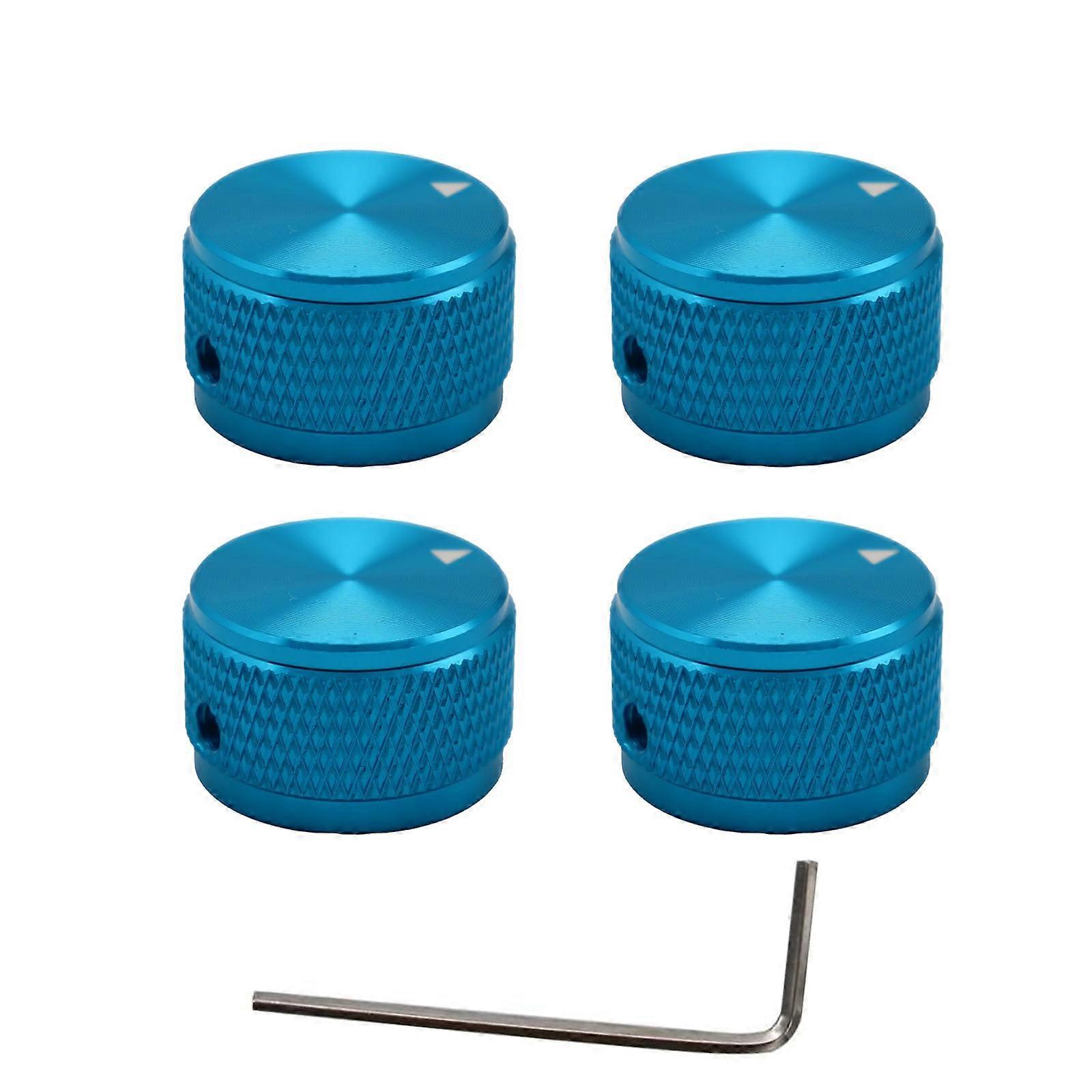Guitar Control Knobs Blue Aluminum 1/4 Inch CNC Machined for Telecaster with Set Screw