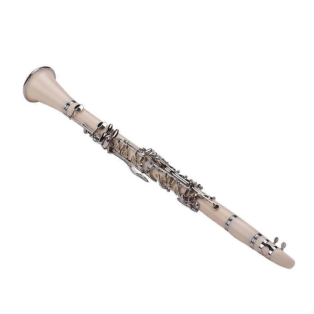 ABS Bb Clarinet for Beginners White 17 Key with Case Extra Reeds and Cleaning Kit