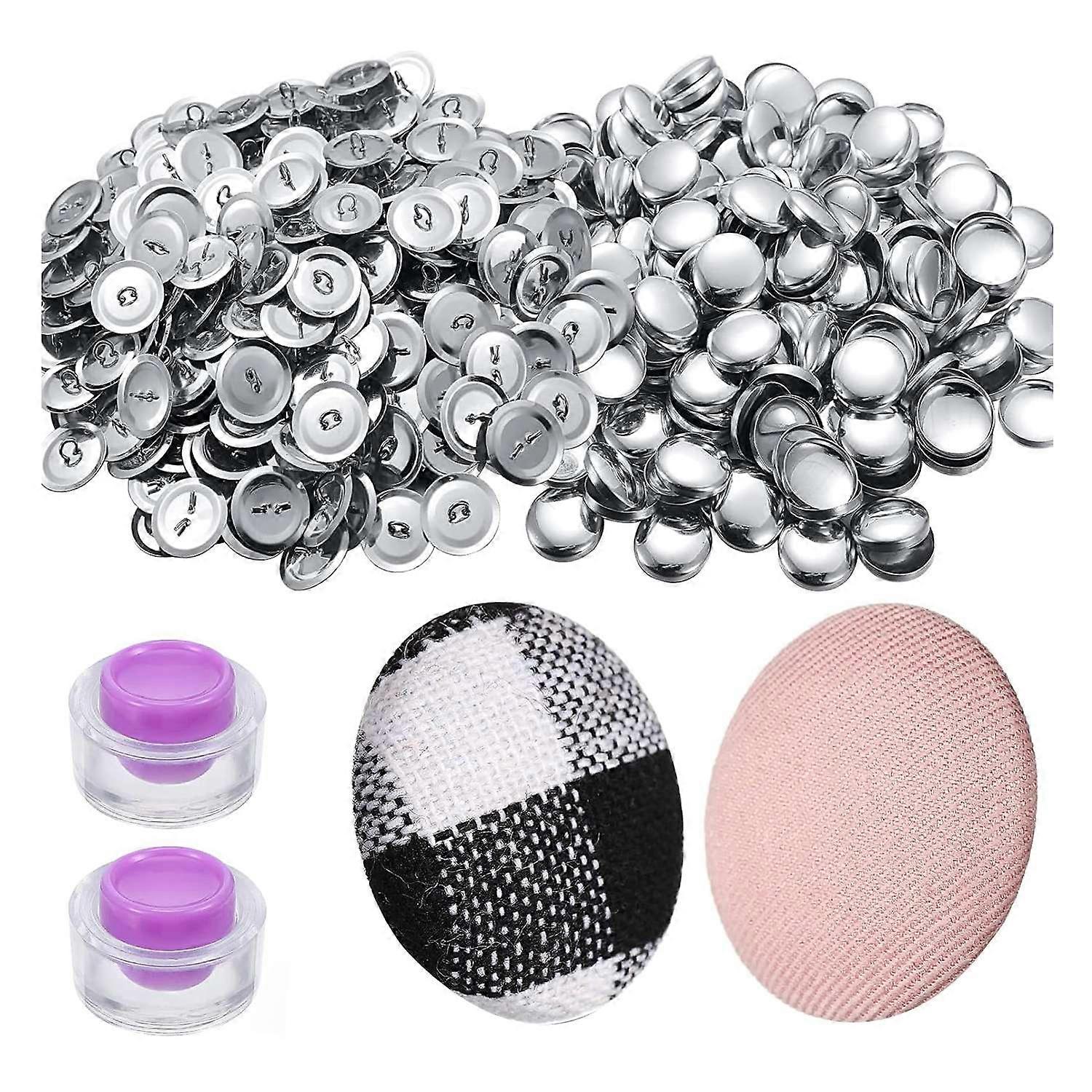 100 Sets Cover Buttons Kit DIY Fabric Cloth Cover Buttons 0.59 Inch