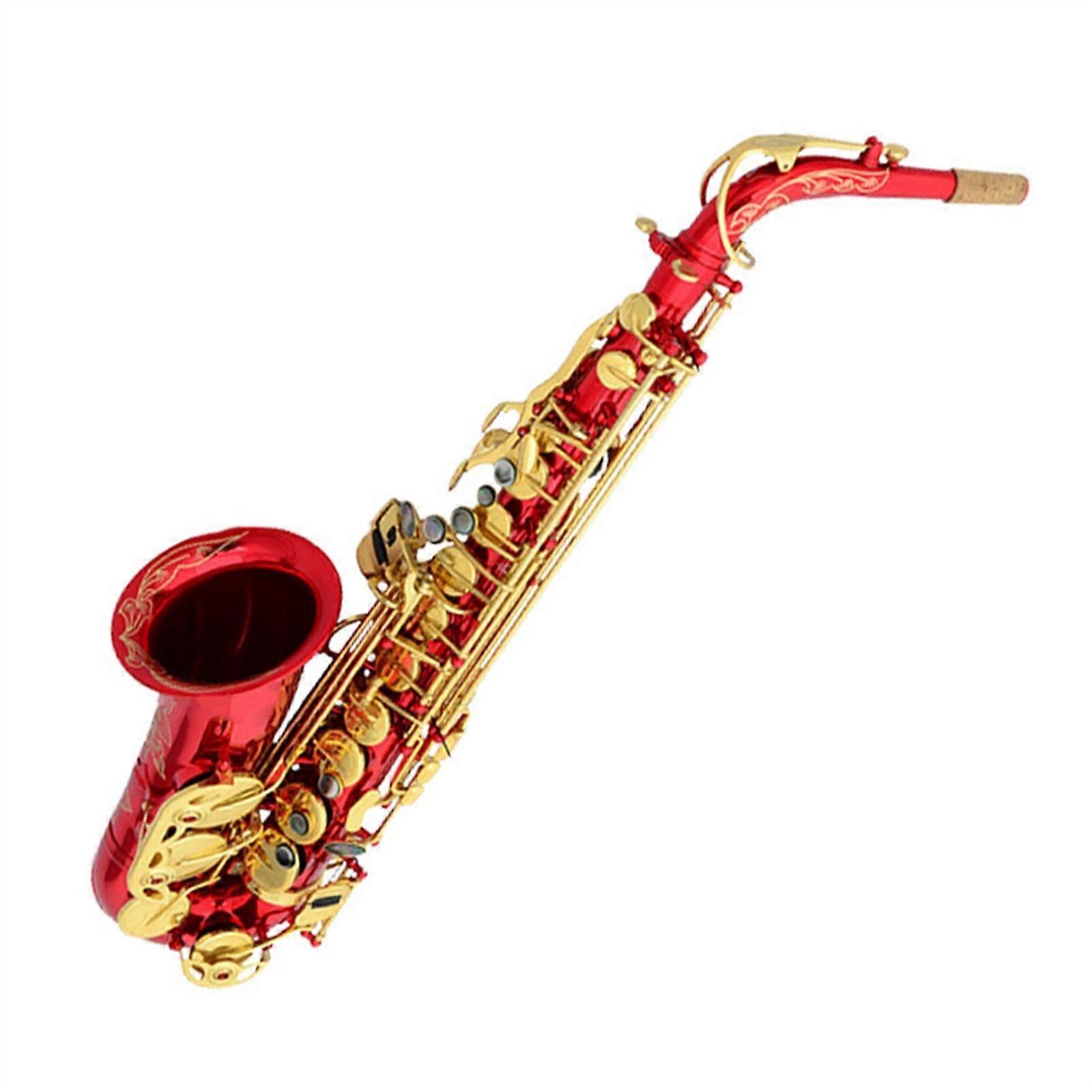 Alto Saxophone for Beginners Red Lacquer Gold Keys Brass Eb with Full Accessory Set