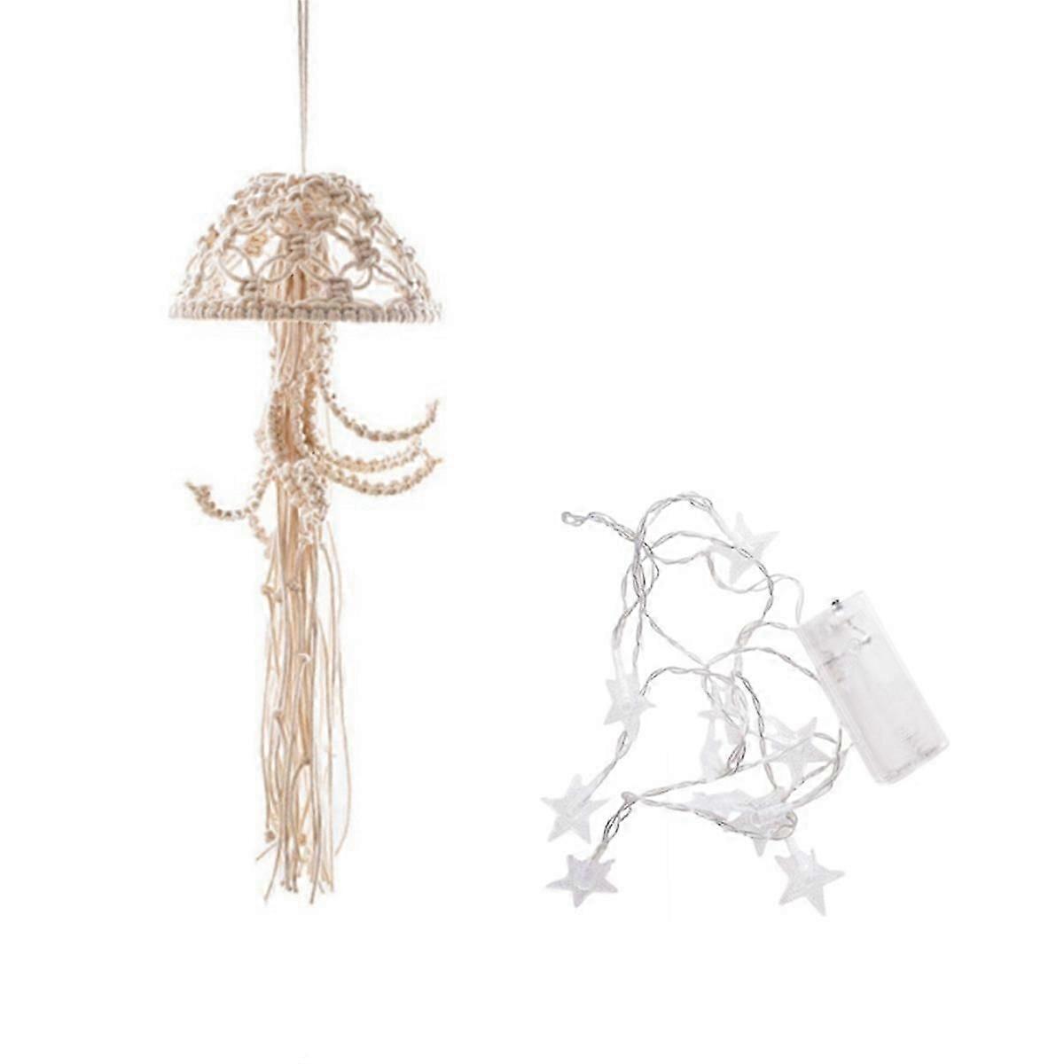 Boho Macrame Dream Catcher Handmade Woven With String Lights B