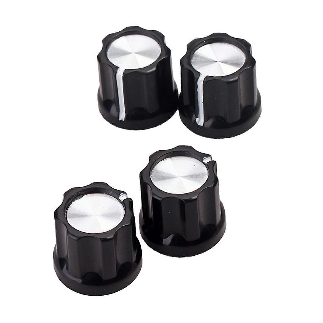 4pcs Silver DType Shaft Guitar and Bass Control Knobs, Vintage Style, Easy PushOn Install