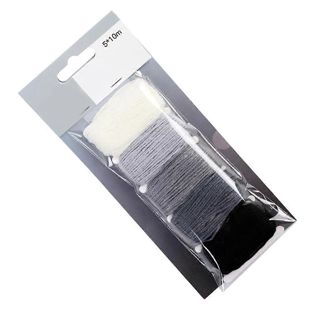 Gradient Cotton Stitching Thread Gray For Craft Projects Hand Knitting 1 Set