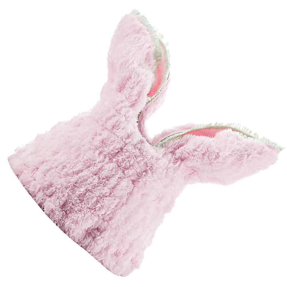 Women Cap Rabbit Ear Shaped Bathing for Shower Use Pink