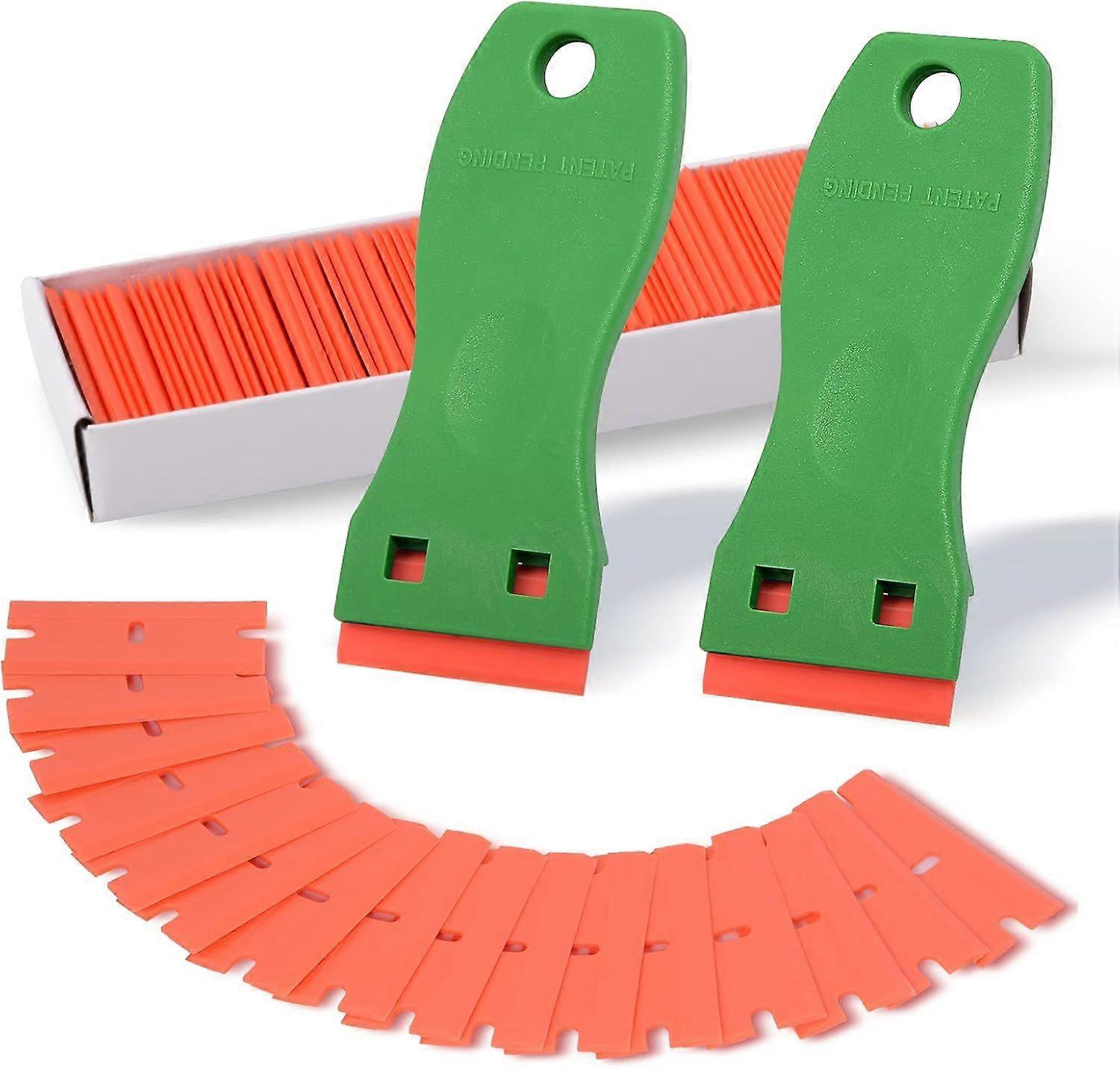 Plastic Razor Blade Scraper Include 2PCS Scraper Tool and 100PCS Blades for