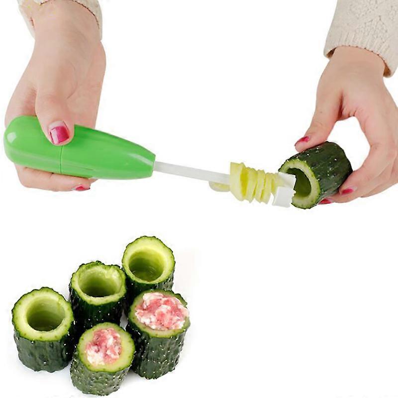 Vegetable Drill,Digging Corer and Spiralizer Cutter with Handle Set Replaceable Head Digging Toolscompatible withMaking Stuffed Vegetables
