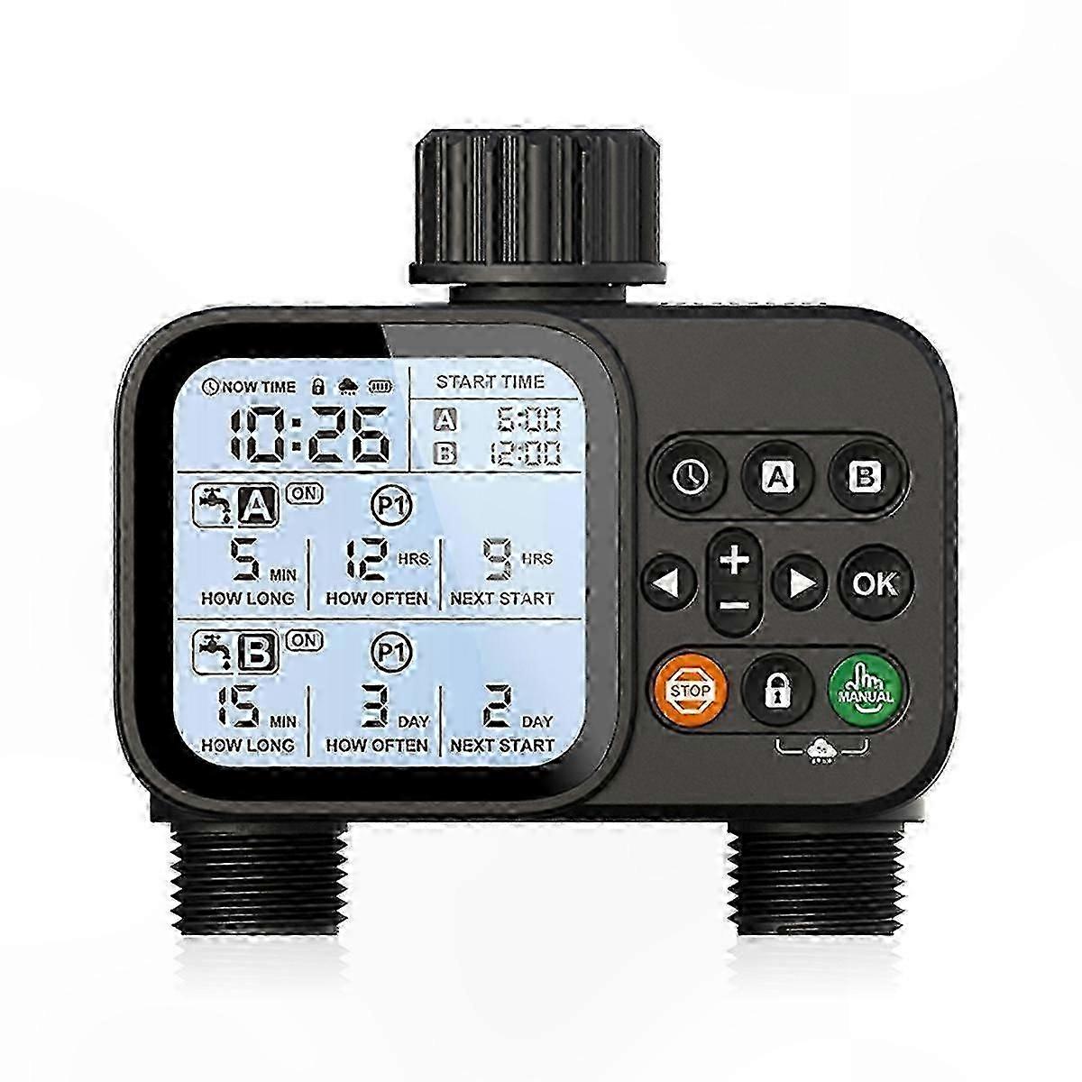 Smart LCD Solar Timer compatible with Garden Irrigation System Automatic Outdoor Watering Solution