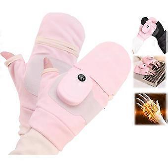 Verwarmde handschoenen voor dames, 2025 verbeterde verwarmde vingerloze handschoenen voor dames, winterhandwarmers voor werk, fietsen, skiën, buiten, sneeuw