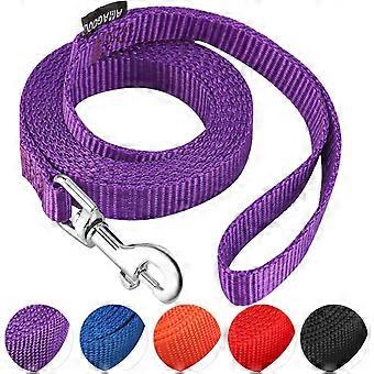 6 FT Puppy/Leash, Strong Traditional Style with Easy to Use Collar Hook, Great for Small, Medium and Large Dogs (5/8in x 6 ft, Purple)