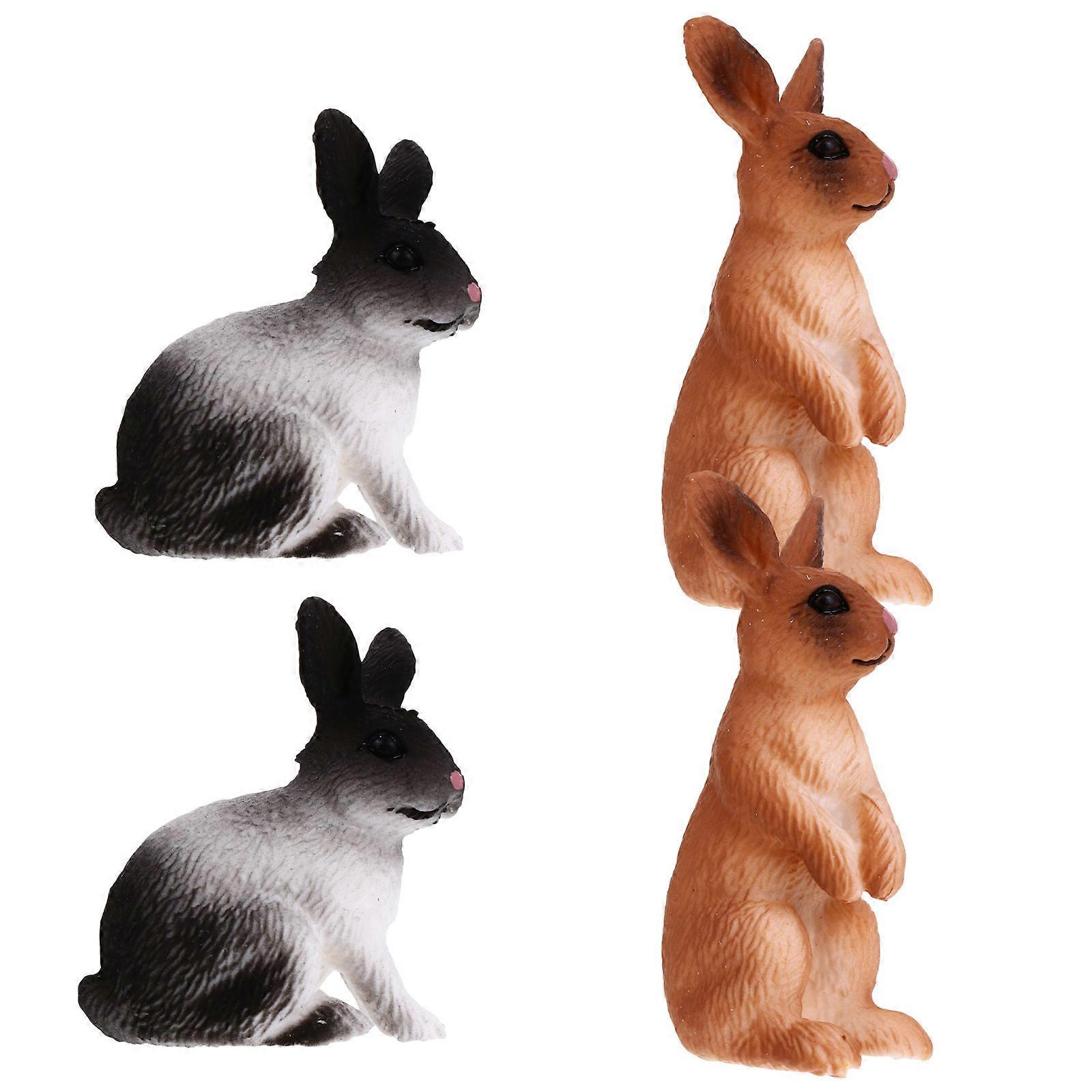 Realistic Rabbit Decor Plastic Rabbit Models for Decoration 4Pcs Set
