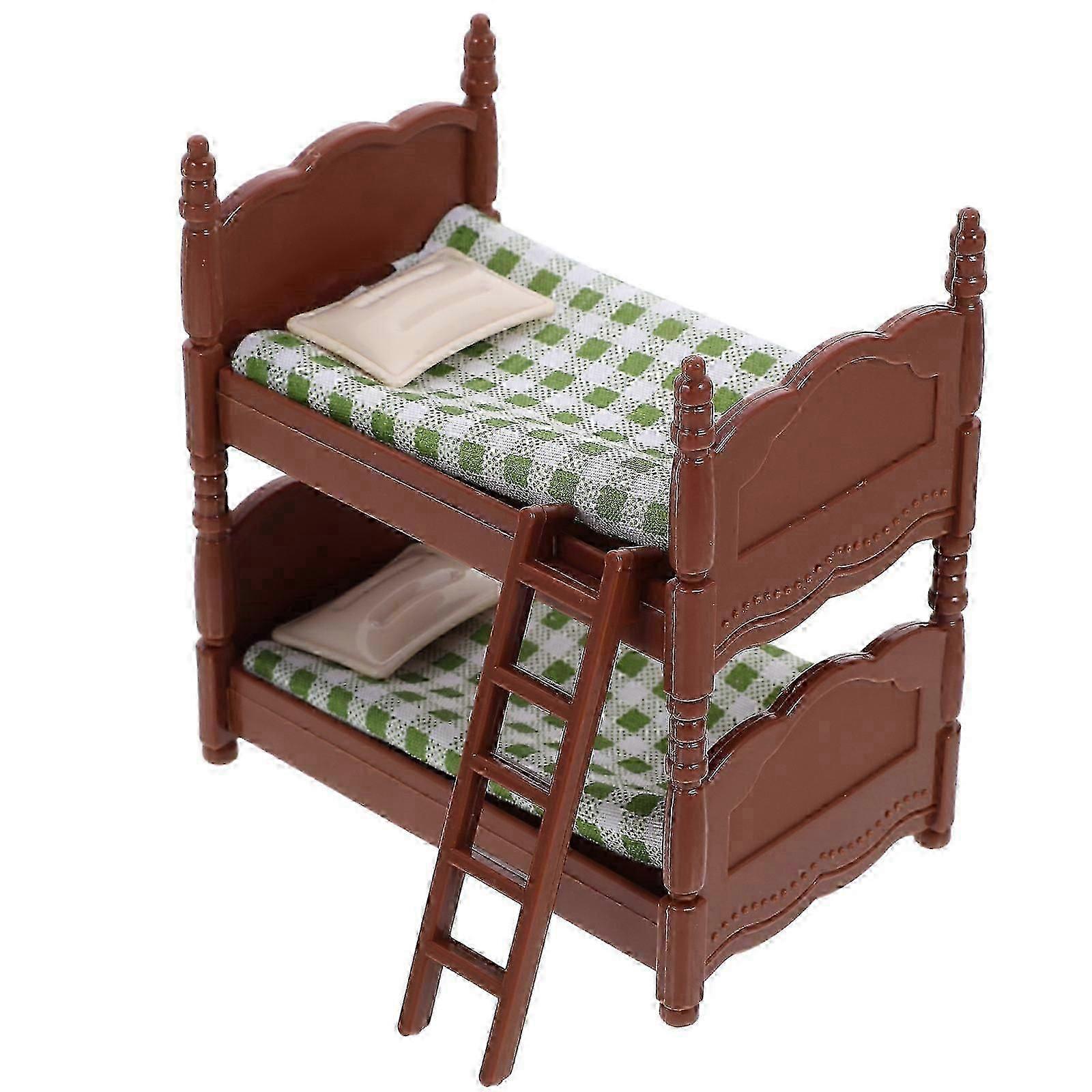 Mini Bunk Bed Model for Doll House Plastic Decoration