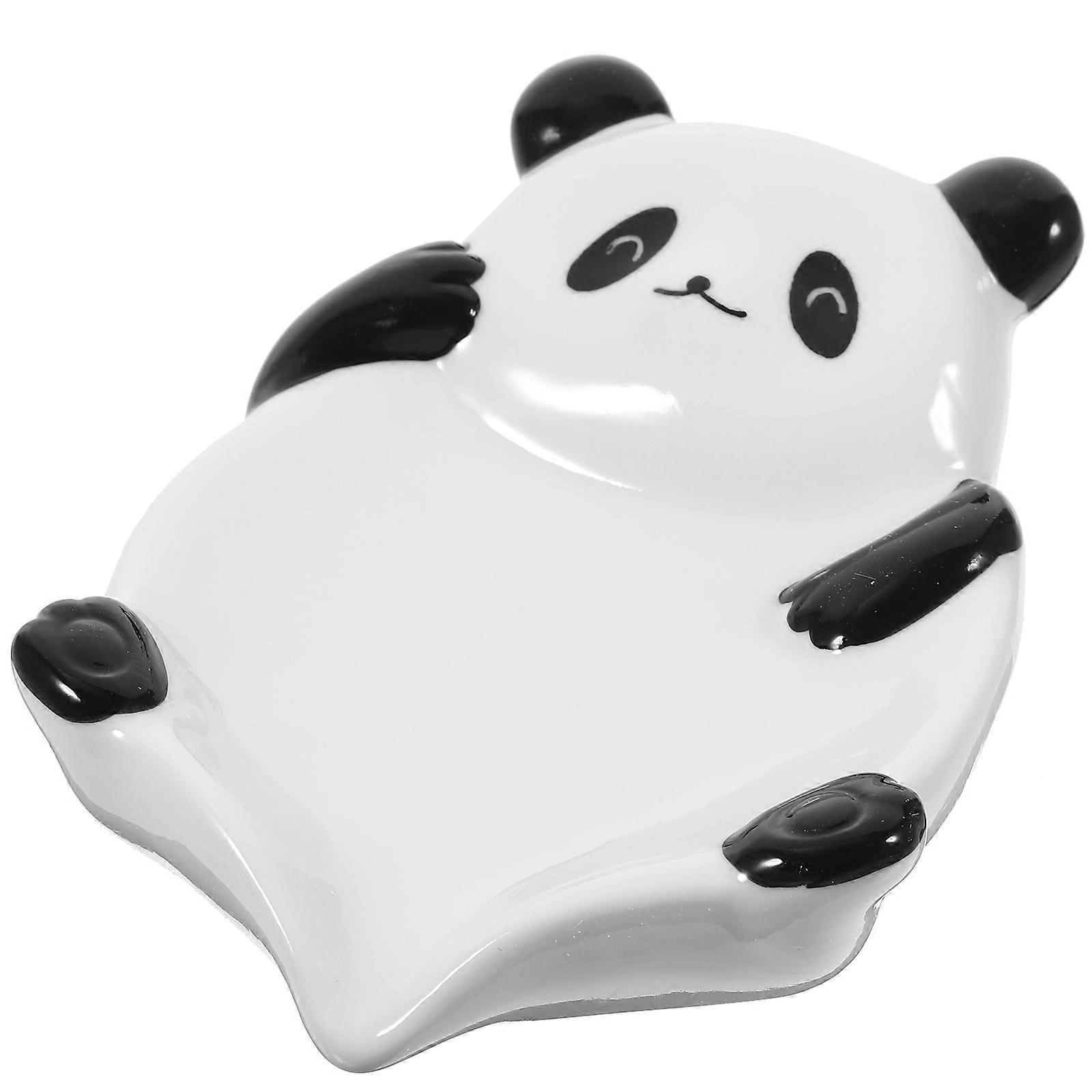 Panda Ceramic Soap Dish Soap Holder Self-draining Soap Sponge Box Drainable Soap Tray