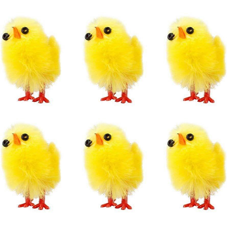 6Pcs Easter Mini Chicks Set Chenille Easter Chicks Mini for Party Egg Decoration