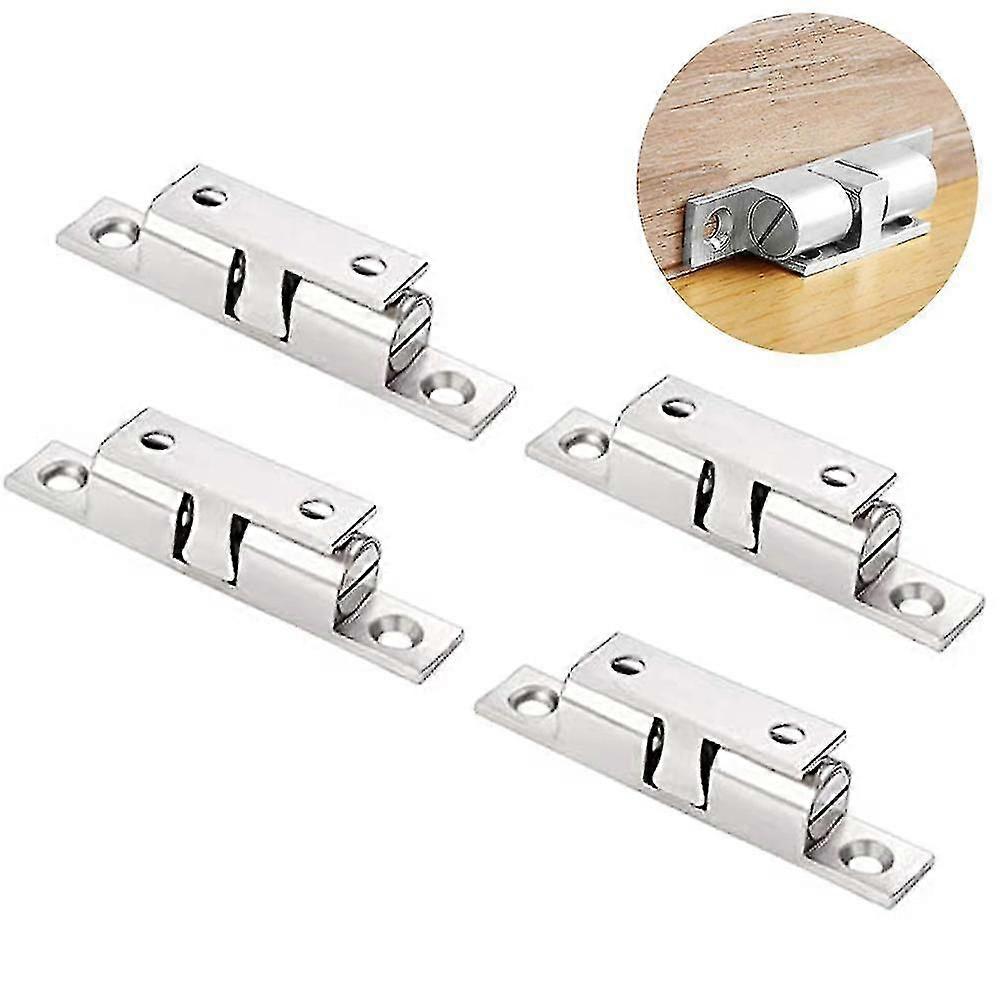 4pcs Double Roller Catch, High-performance Cabinet Lock,silver White