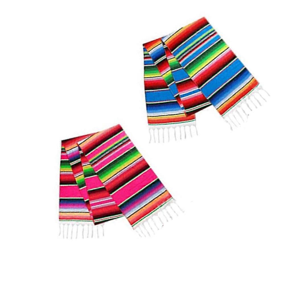 Mexico Table Runner Cotton Table Cloths for Decor 2Pcs Assorted