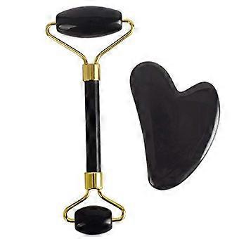 Gesichtsmassage-Roller-Set – Gua-Sha-Werkzeug aus Naturstein und doppelseitiger Roller für die Hautpflege
