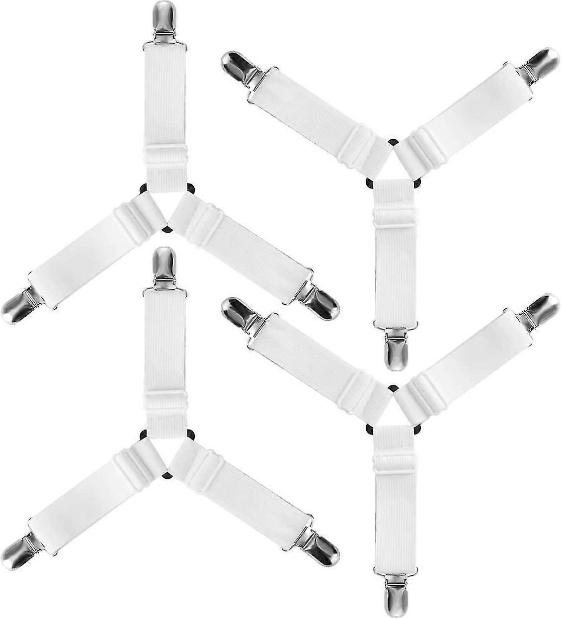 4pcs Triangle Elastic Fitted Sheet Clip Fastener Adjustable Retainer Strap