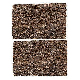Reptile Bark Terrarium Decor for Climbing and Hiding 2Pcs Light Brown Bark