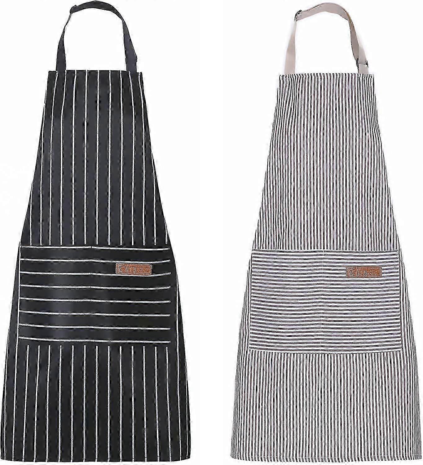 Apron, Adjustable 2 Pack Bib Aprons With 2 Pockets Cooking Kitchen Aprons