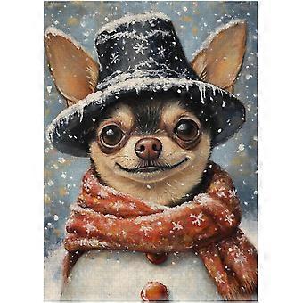 Chihuahua Snowman Jigsaw Puzzle - Fun Winter for Pet-Loving Family in Christmas SQZ807