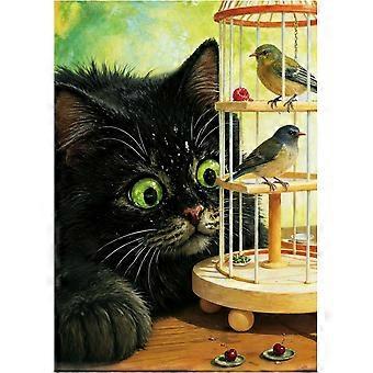 Puzzle for Adults Curious Cat Bird Puzzle Challenging Jigsaw Puzzles Funny Animal Puzzle for Family Game NightSQZ1586