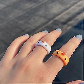 Set di 3-4 anelli da dito carini in resina acrilica a forma di rana o anatra, divertenti anelli larghi color caramella con animali per donne, ragazze adolescenti, uomini e ragazzi, gioielli rotondi geometrici colorati G
