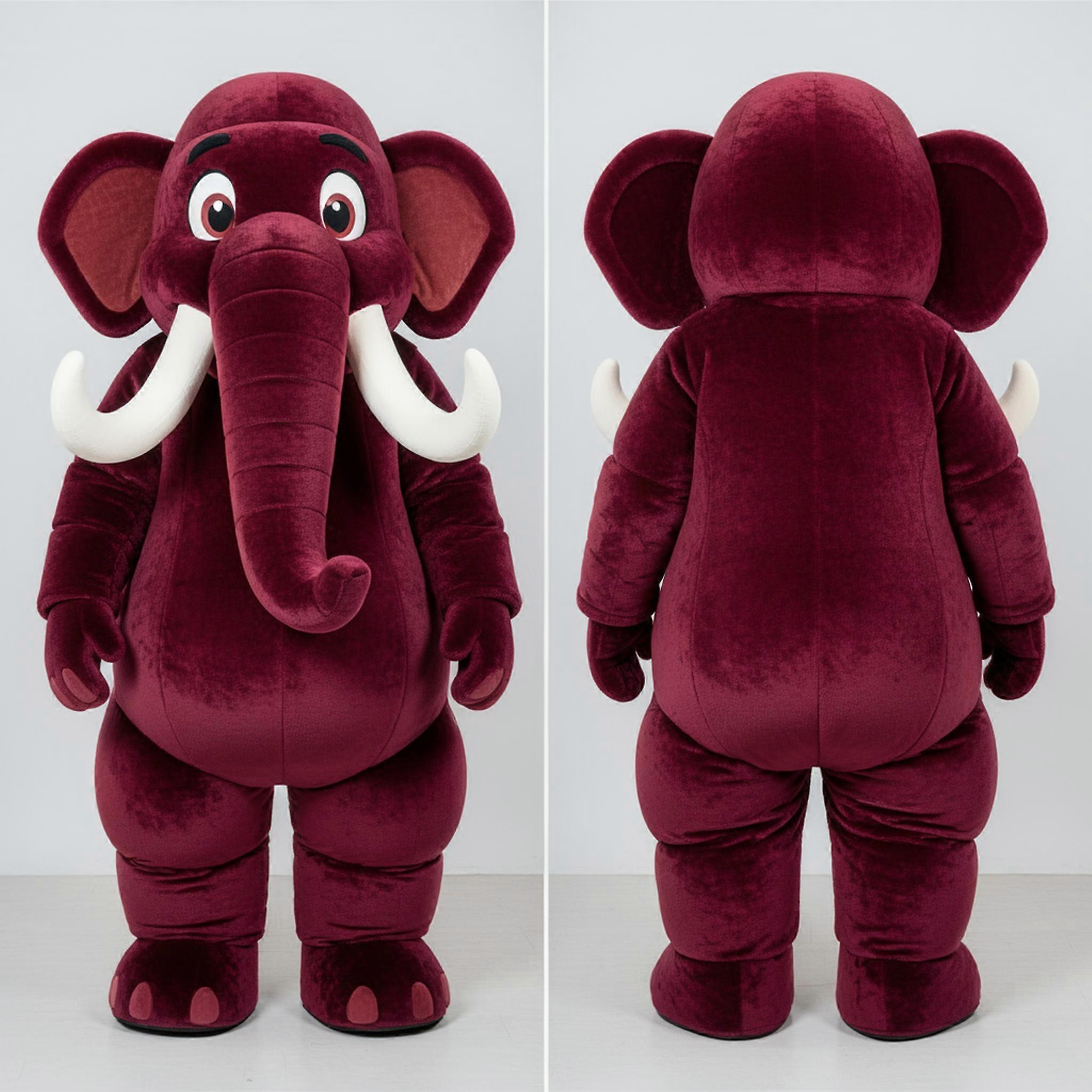MASTICOT Maroon Cartoon Mammoth Mascot