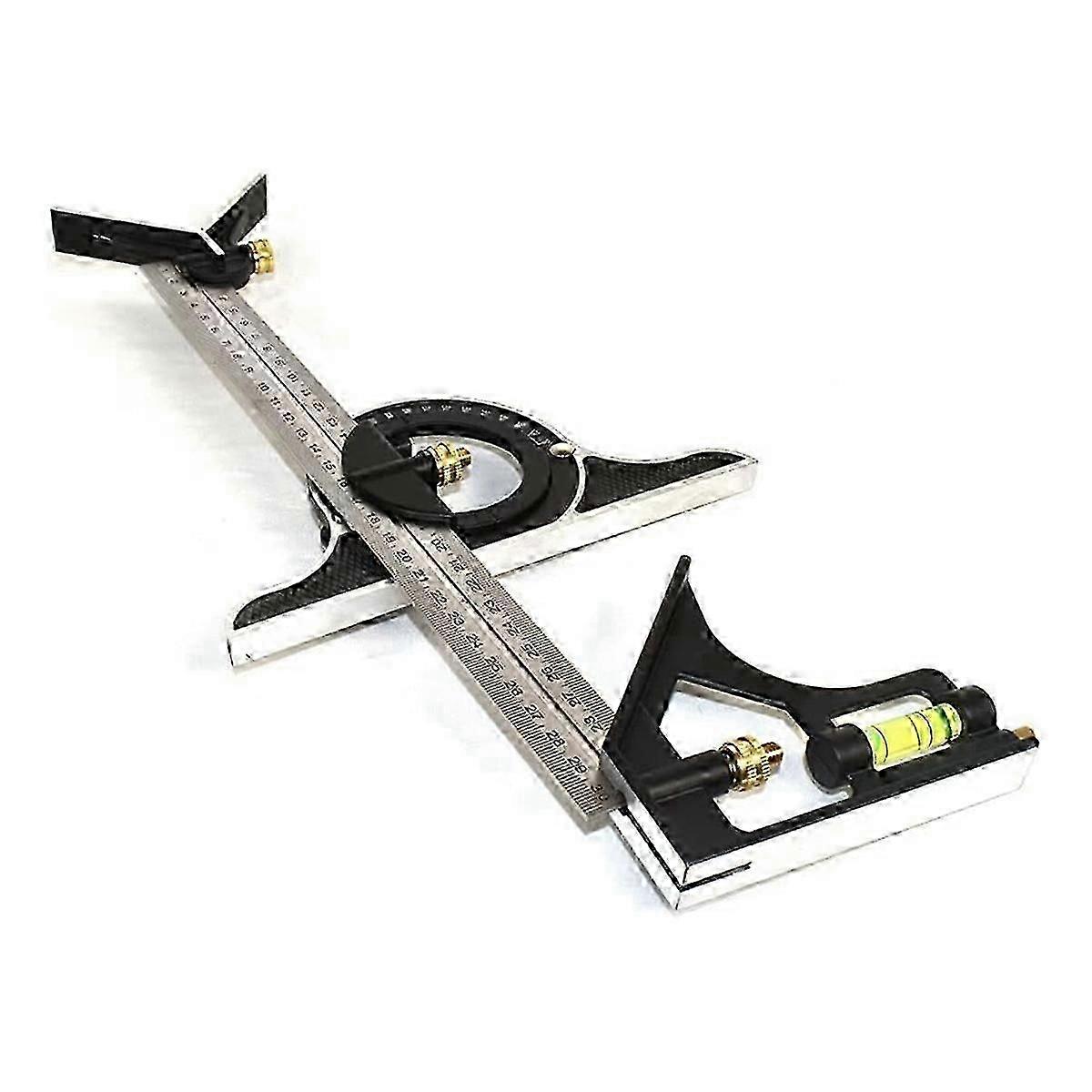 Square Ruler Set Kit 300mm (12inch) Adjustable Engineers Combination Try None Right Angle Ruler with