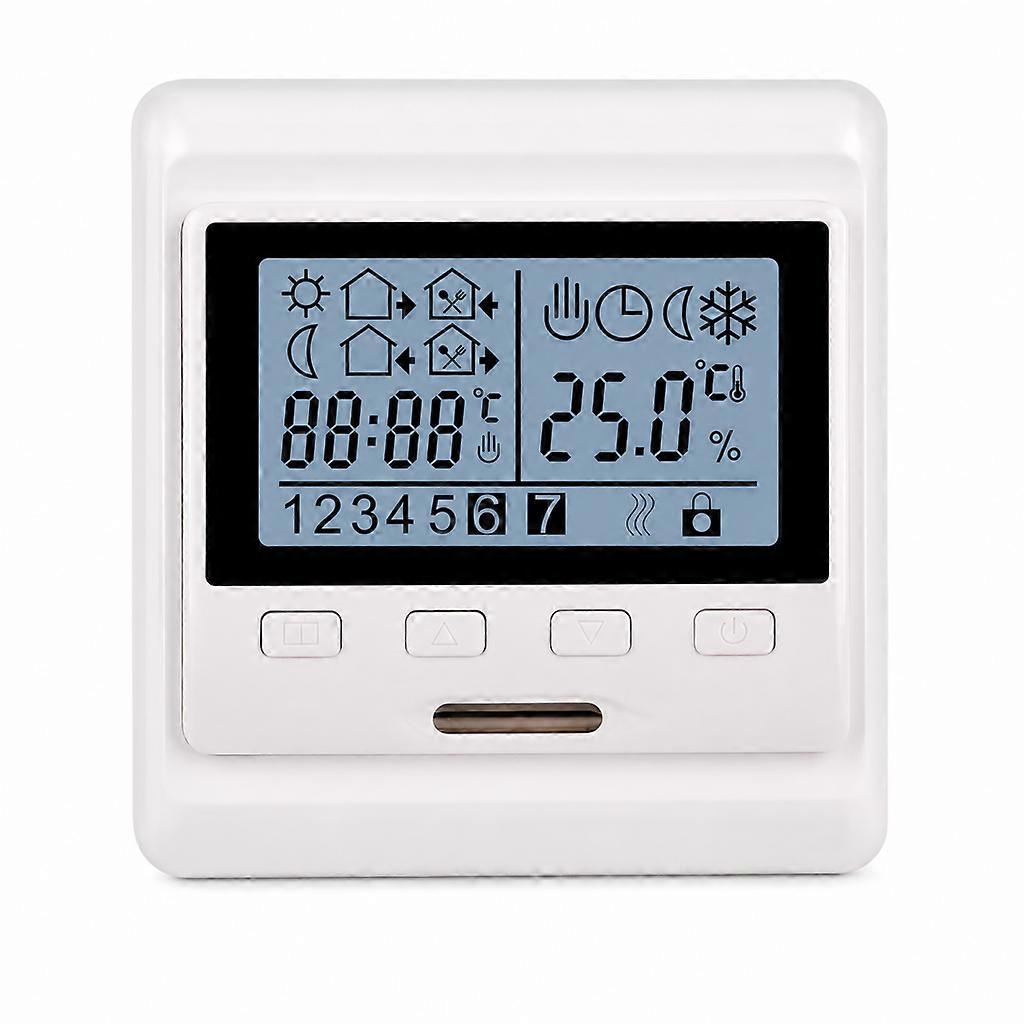 30A High-Power Electric Underfloor Heating Thermostat, Weekly Programmable, Dual Temperature Control, Button Control