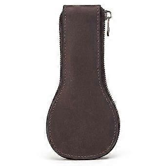 Contacts Family CF1112 Retro Crazy Horse Leather Single-slot Watch Storage Box, Zippered Watch Carry Case