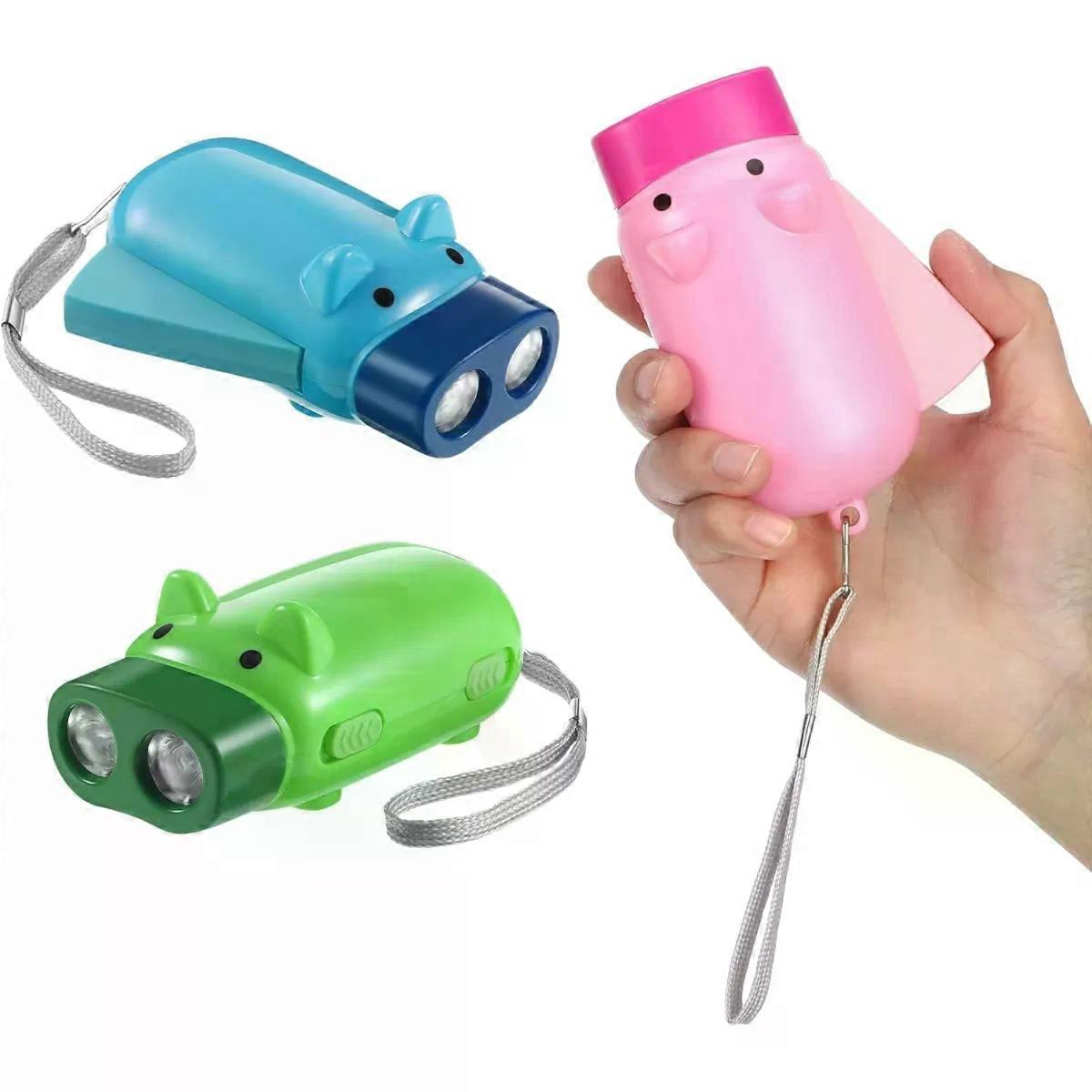 3pcs Portable Electric Torch 5w Pig Pattern Small Flashlight