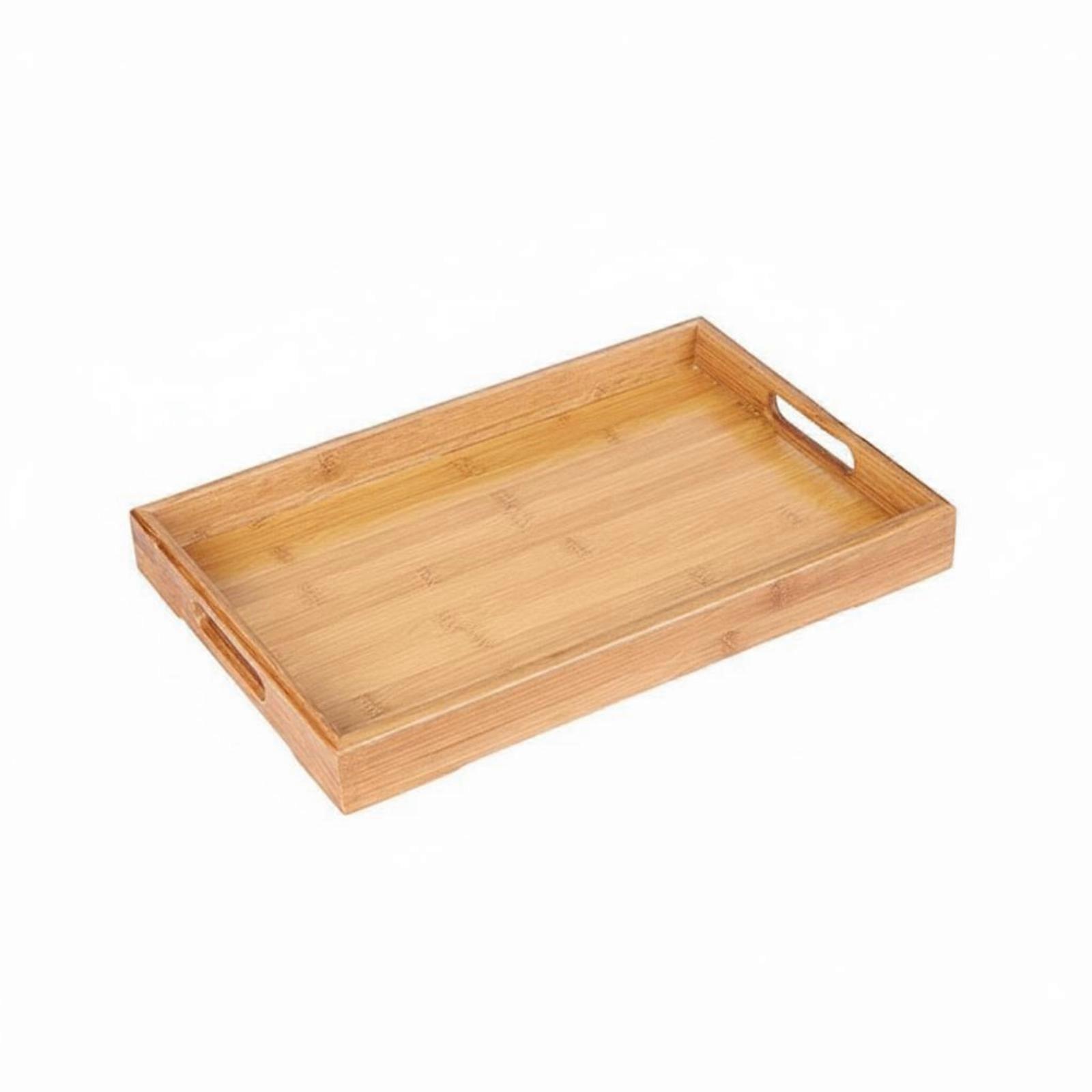 Bamboo Serving Tray Raised Edges Rectangular Serving Tray Flat Base Household