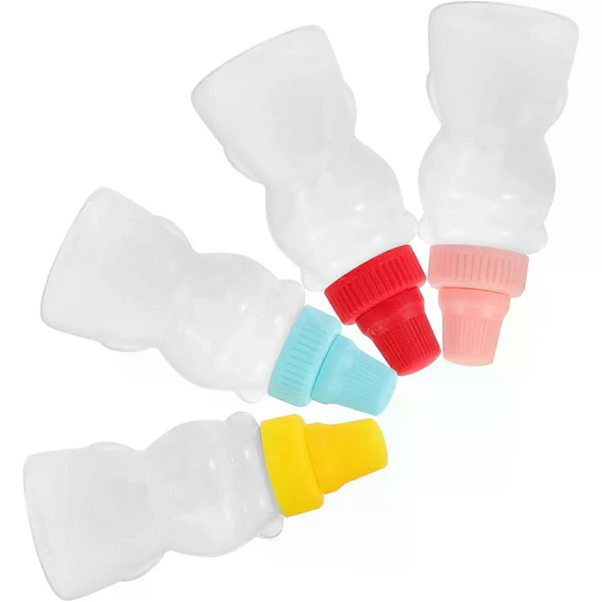 Shaped Condiment Bottles 4 Pack 25ml with Colour Caps
